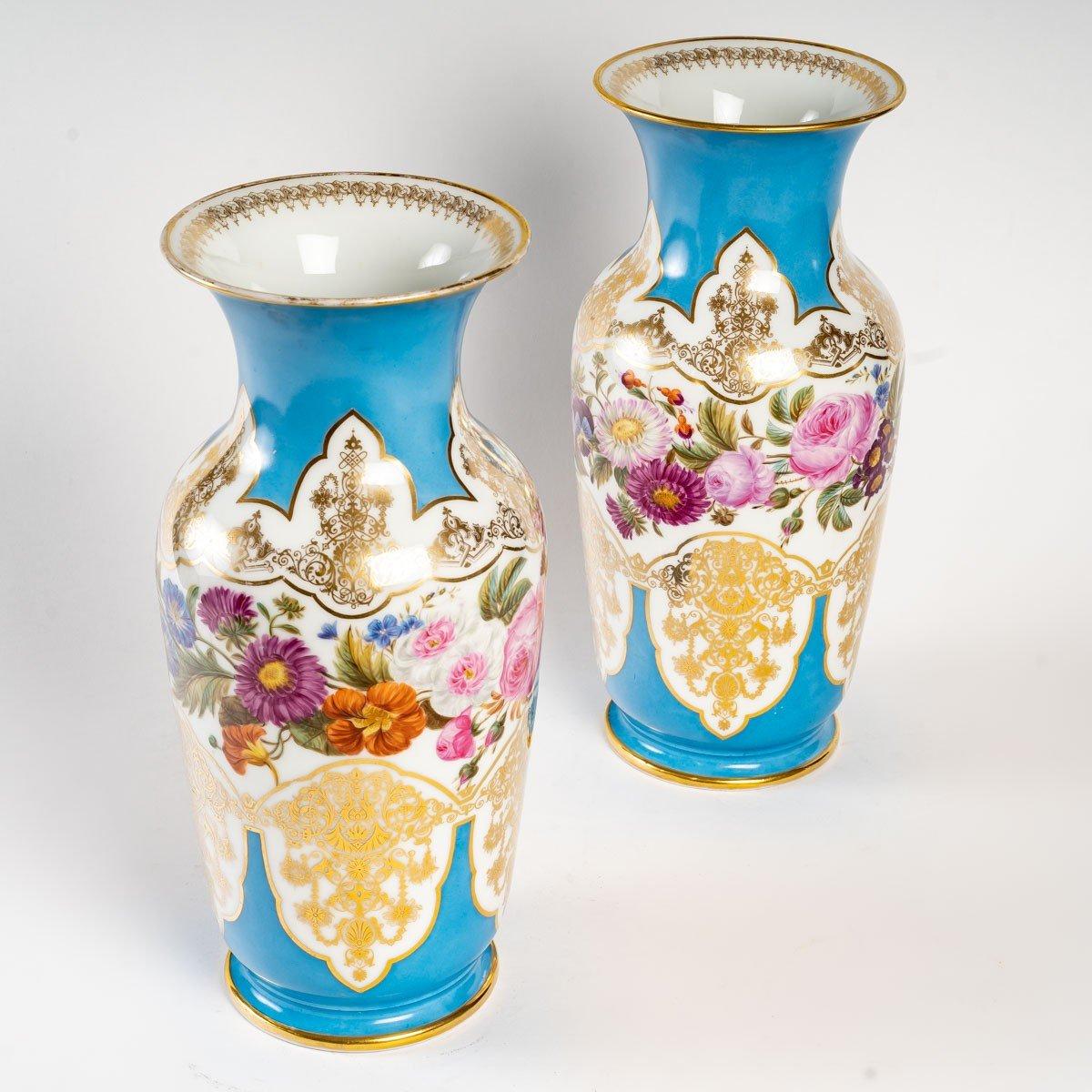 European Pair of Porcelain Vases, Late 19th Century For Sale