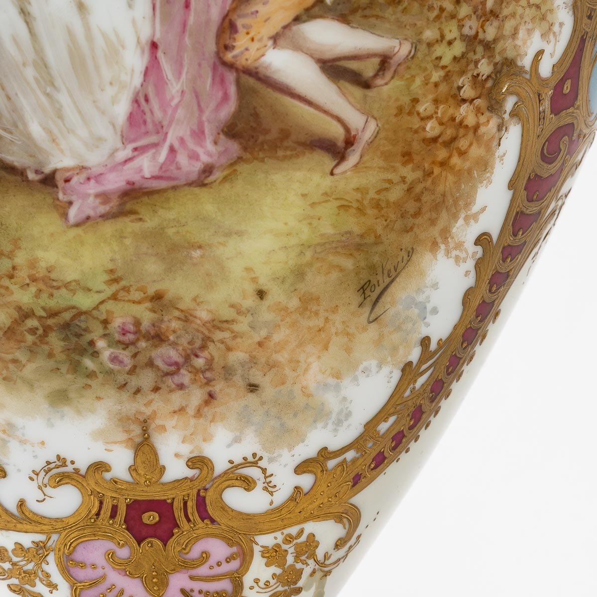 French Pair of Porcelain Vases, Late 19th Century