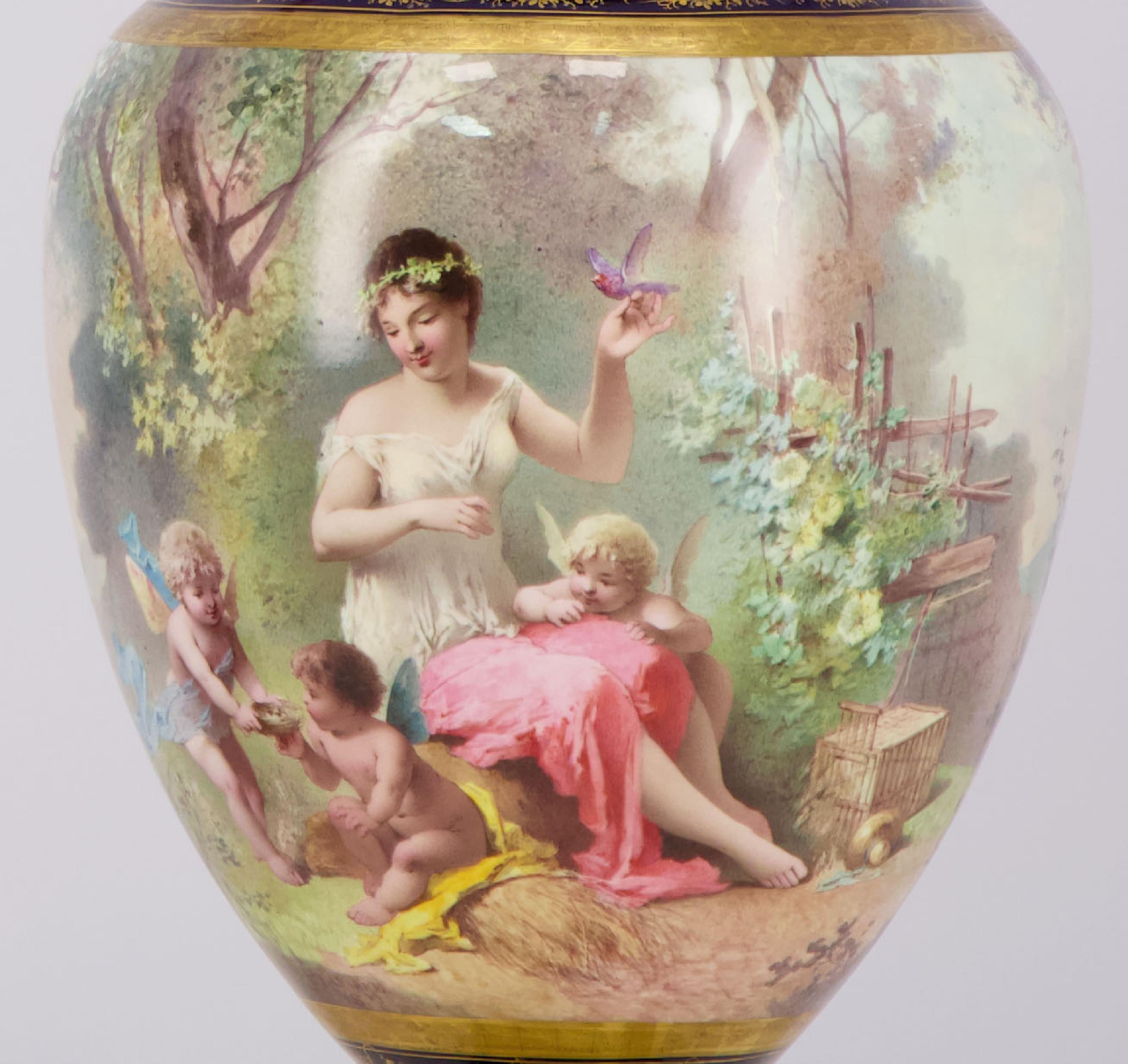 19th Century Pair of porcelain vases mounted in gilt bronze, circa 1890 For Sale