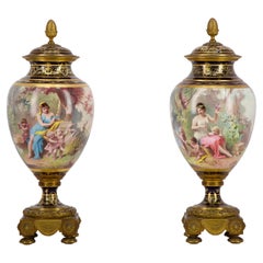 Pair of porcelain vases mounted in gilt bronze, circa 1890