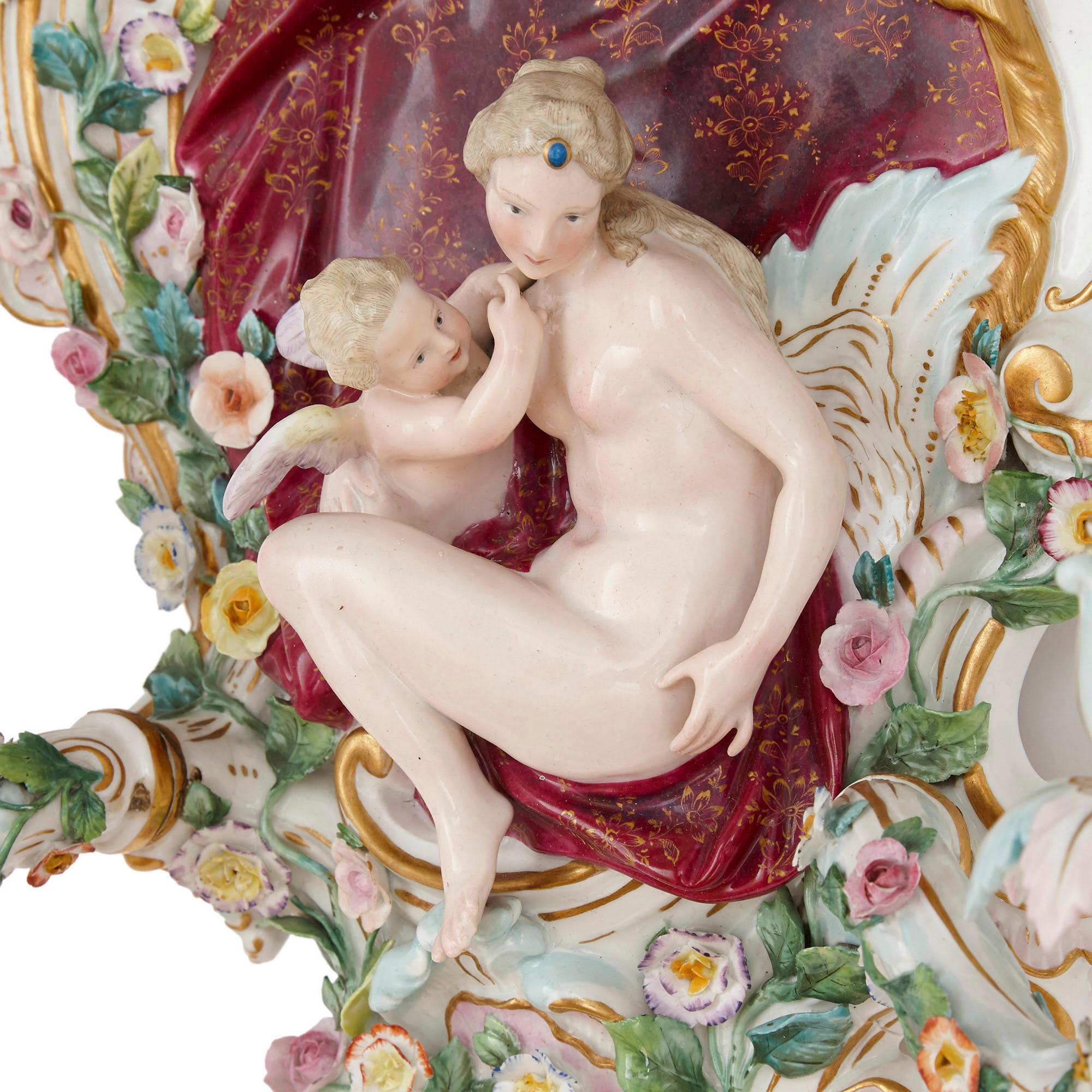 19th Century Pair of Porcelain Wall Sconces by Meissen For Sale