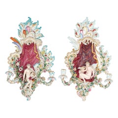 Coppia di applique in porcellana di Meissen Porcelain