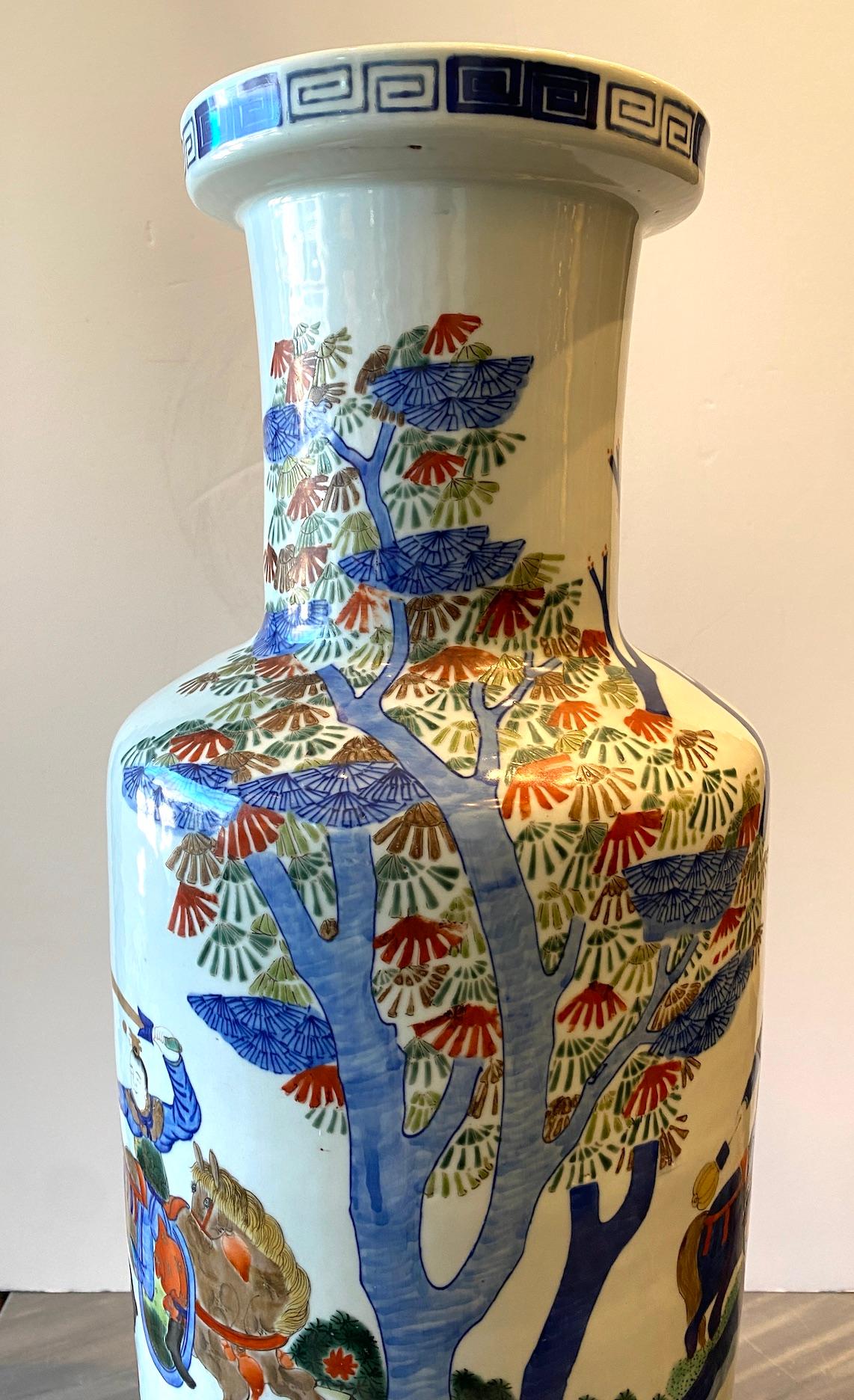 Pair of Porcelain Warrior Vases For Sale 3