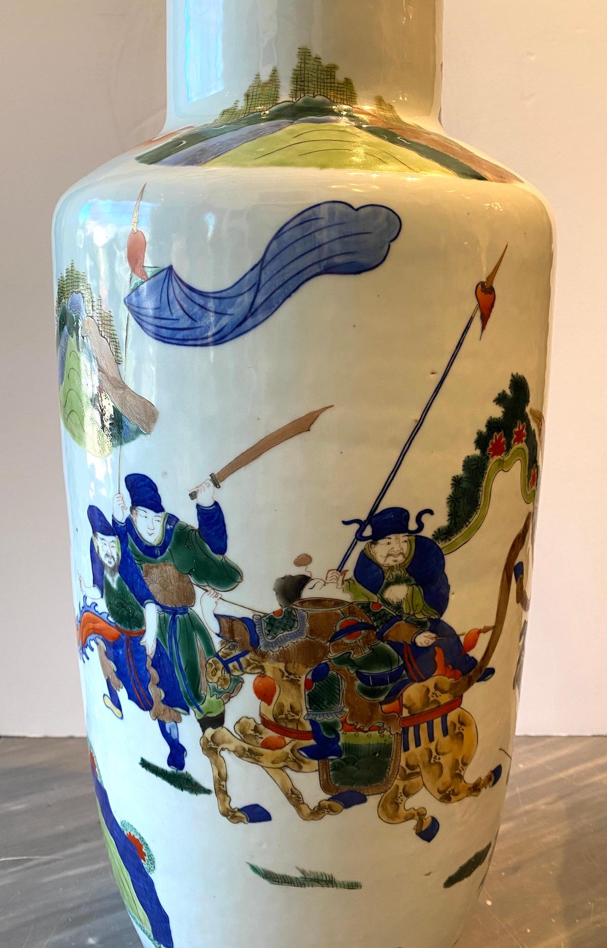 Pair of Porcelain Warrior Vases For Sale 1