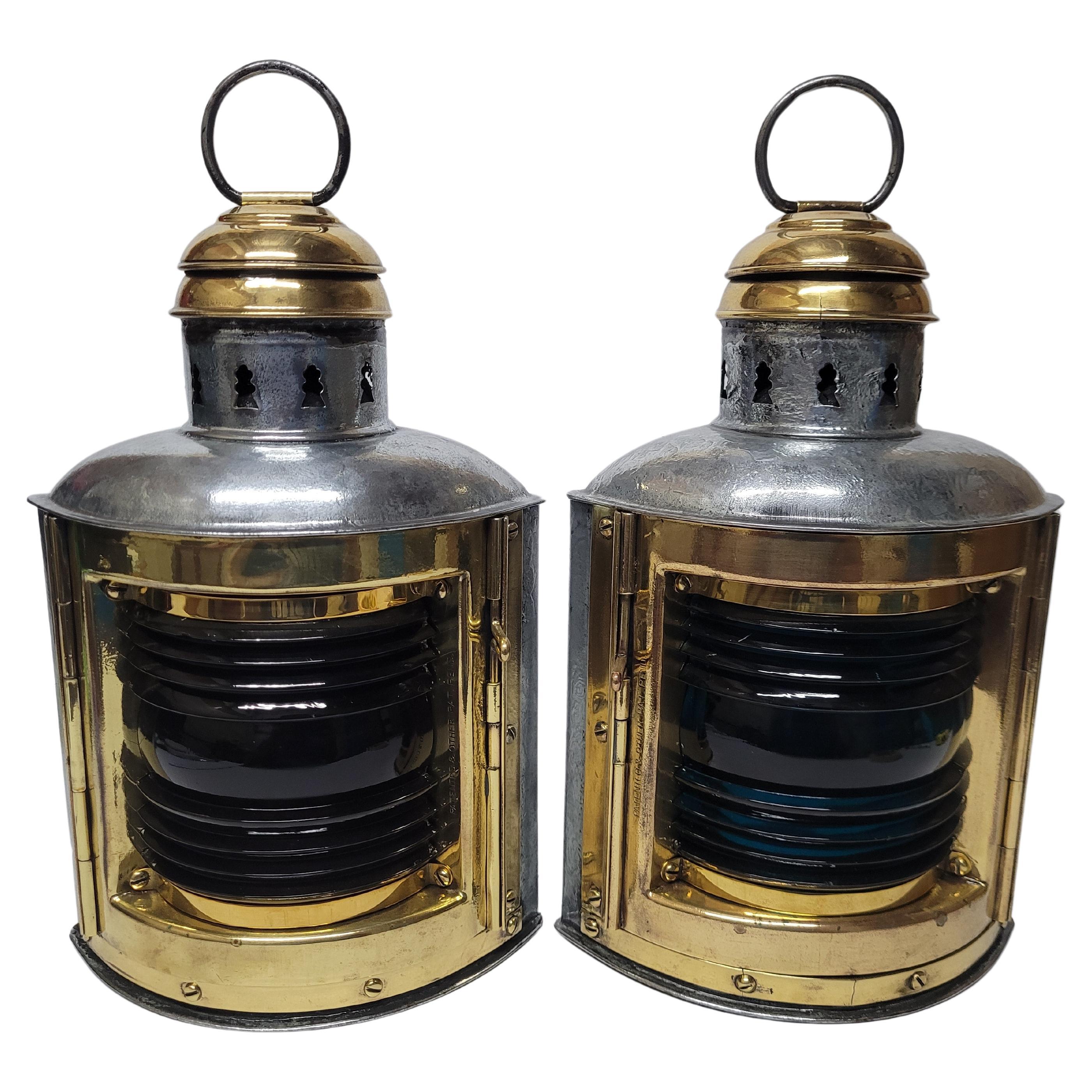 Pair of Port and Starboard Boat Lanterns For Sale