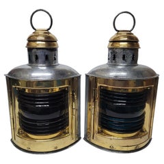 Vintage Pair of Port and Starboard Boat Lanterns