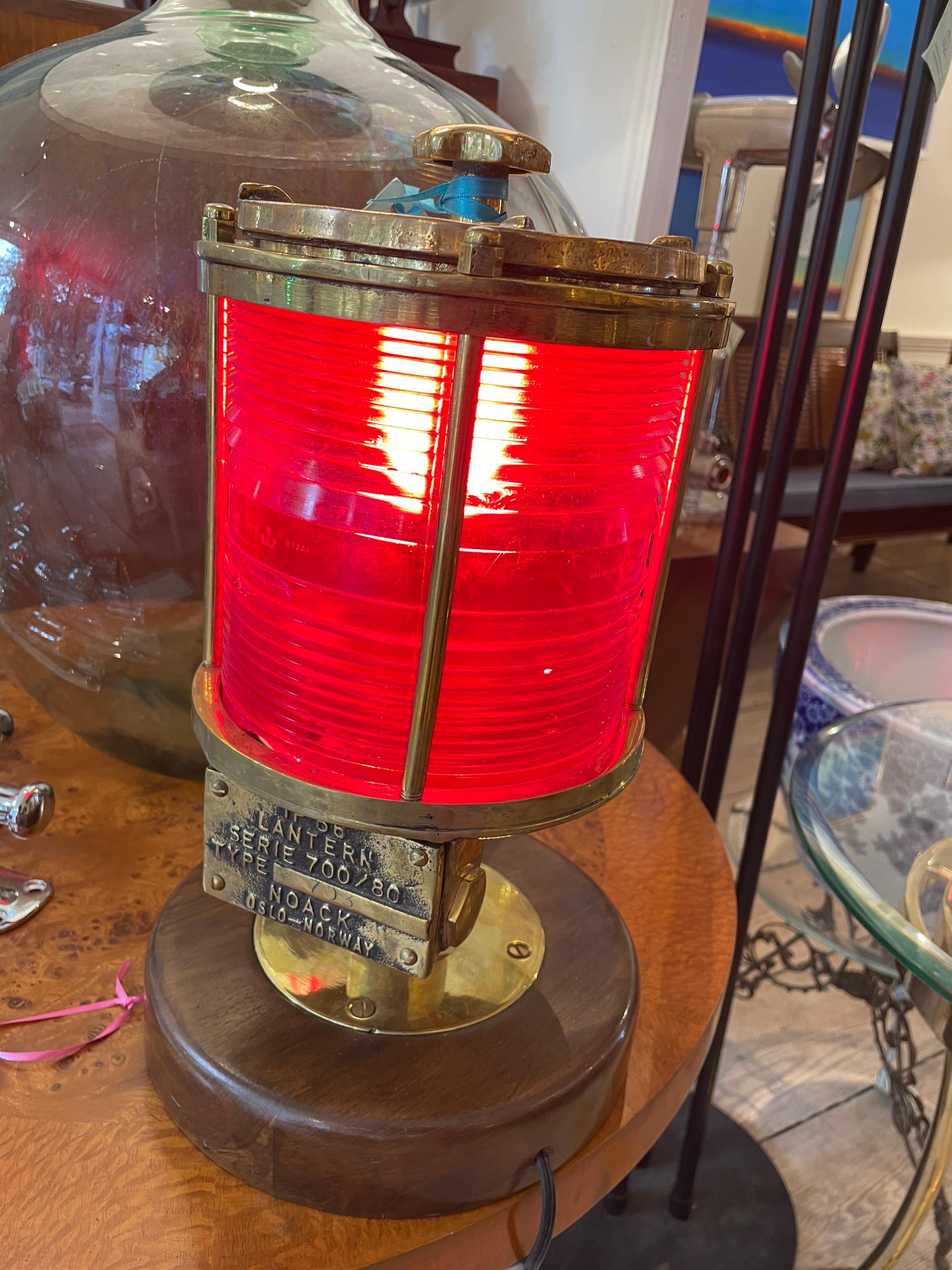 Brass Pair of Port and Starboard Fresnel Lens Navigational Nautical Post Lights