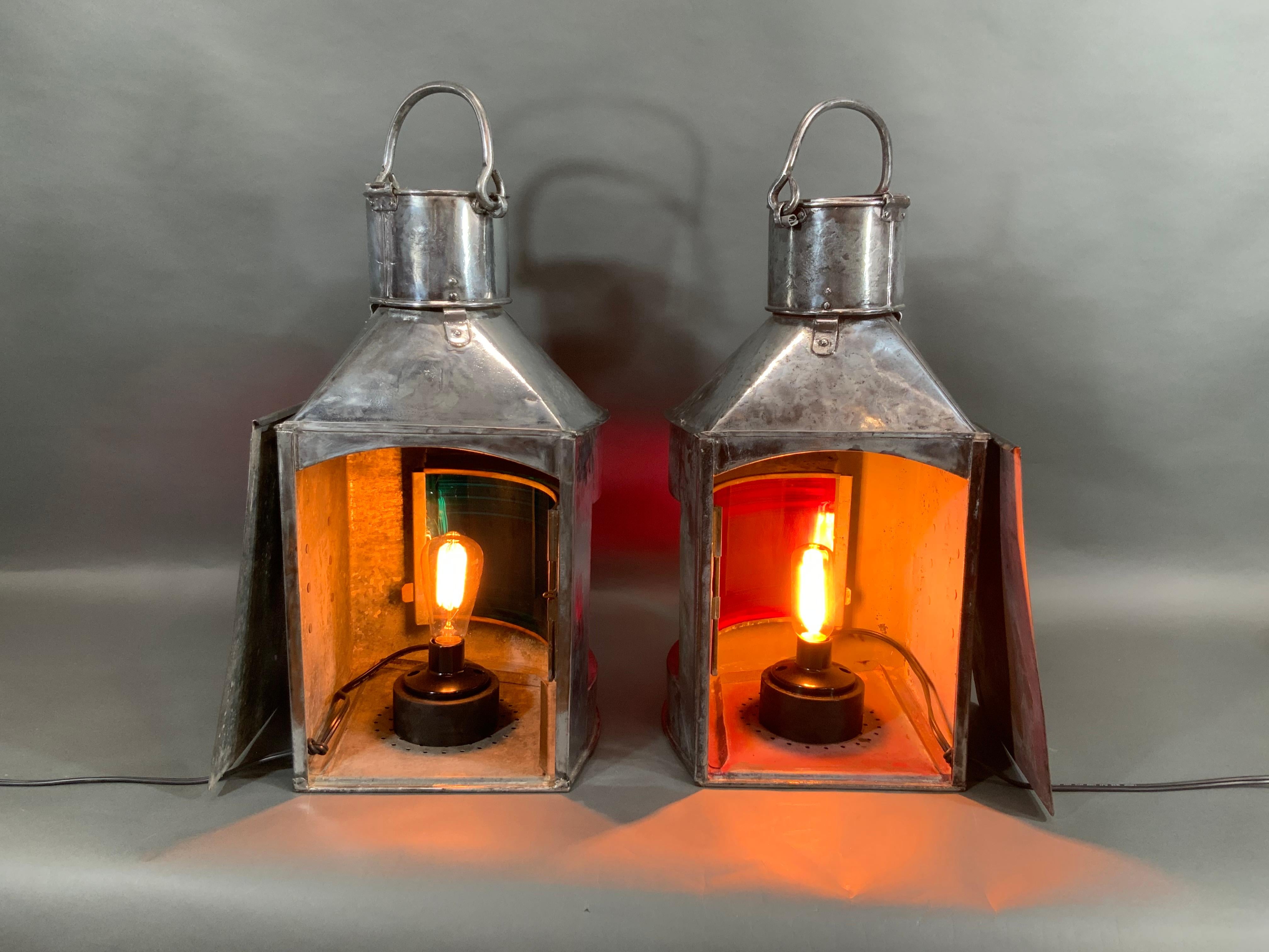Pair of Port and Starboard Ship Lanterns by Meteorite 