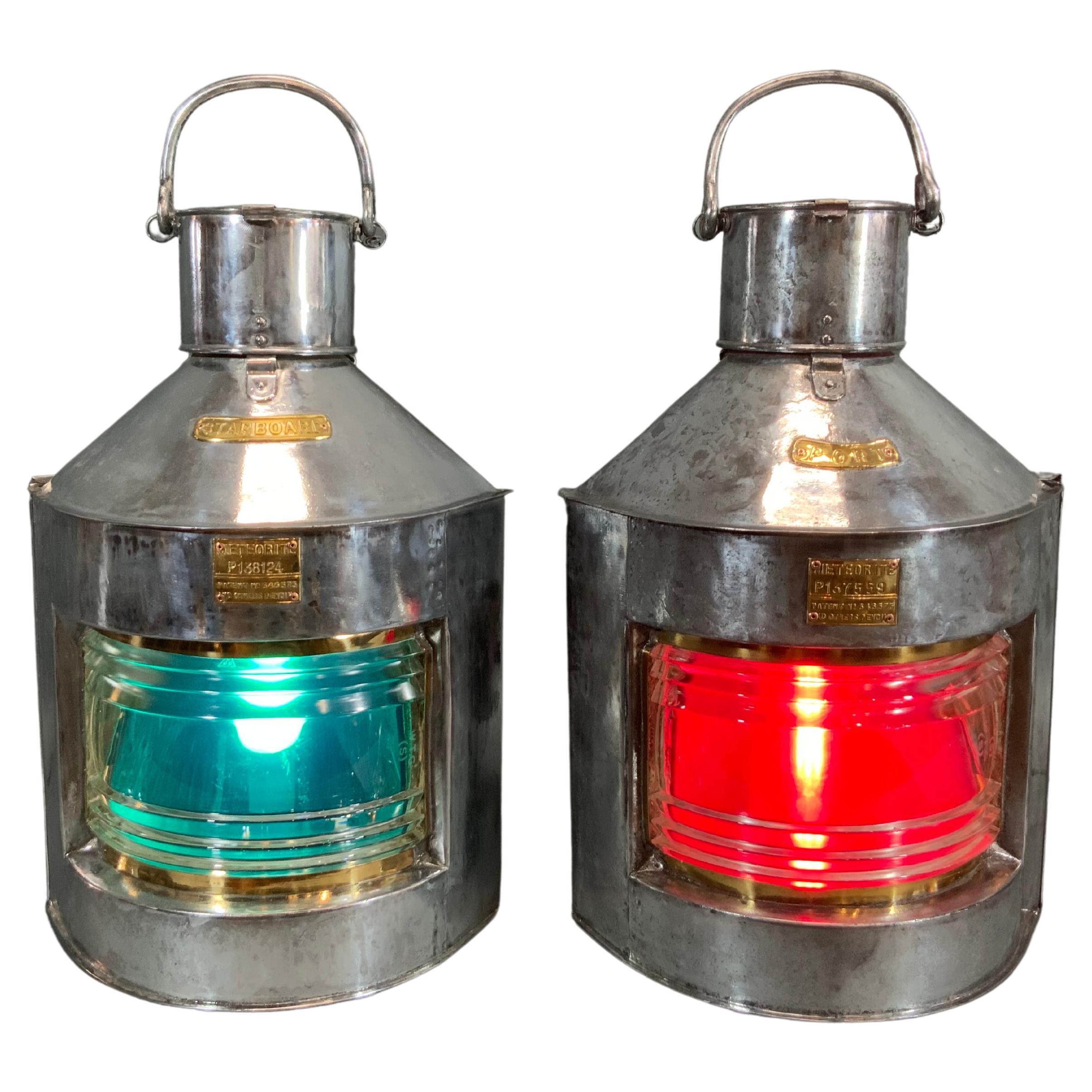 Pair of Port and Starboard Ship Lanterns by Meteorite "P18124" & "P137559" For Sale