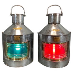 Pair of Port and Starboard Ship Lanterns by Meteorite "P18124" & "P137559"