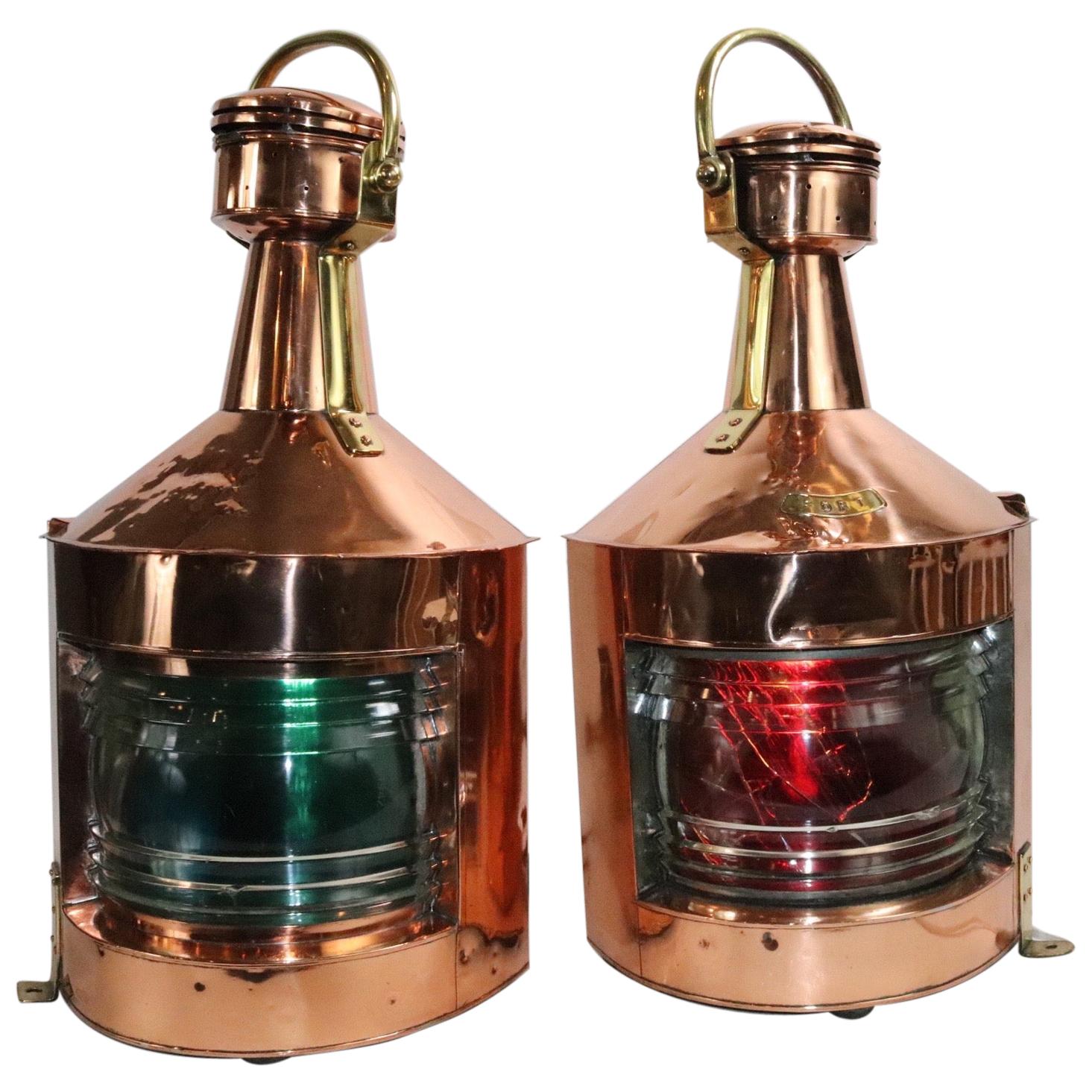 Pair of Port and Starboard Ships Lanterns For Sale