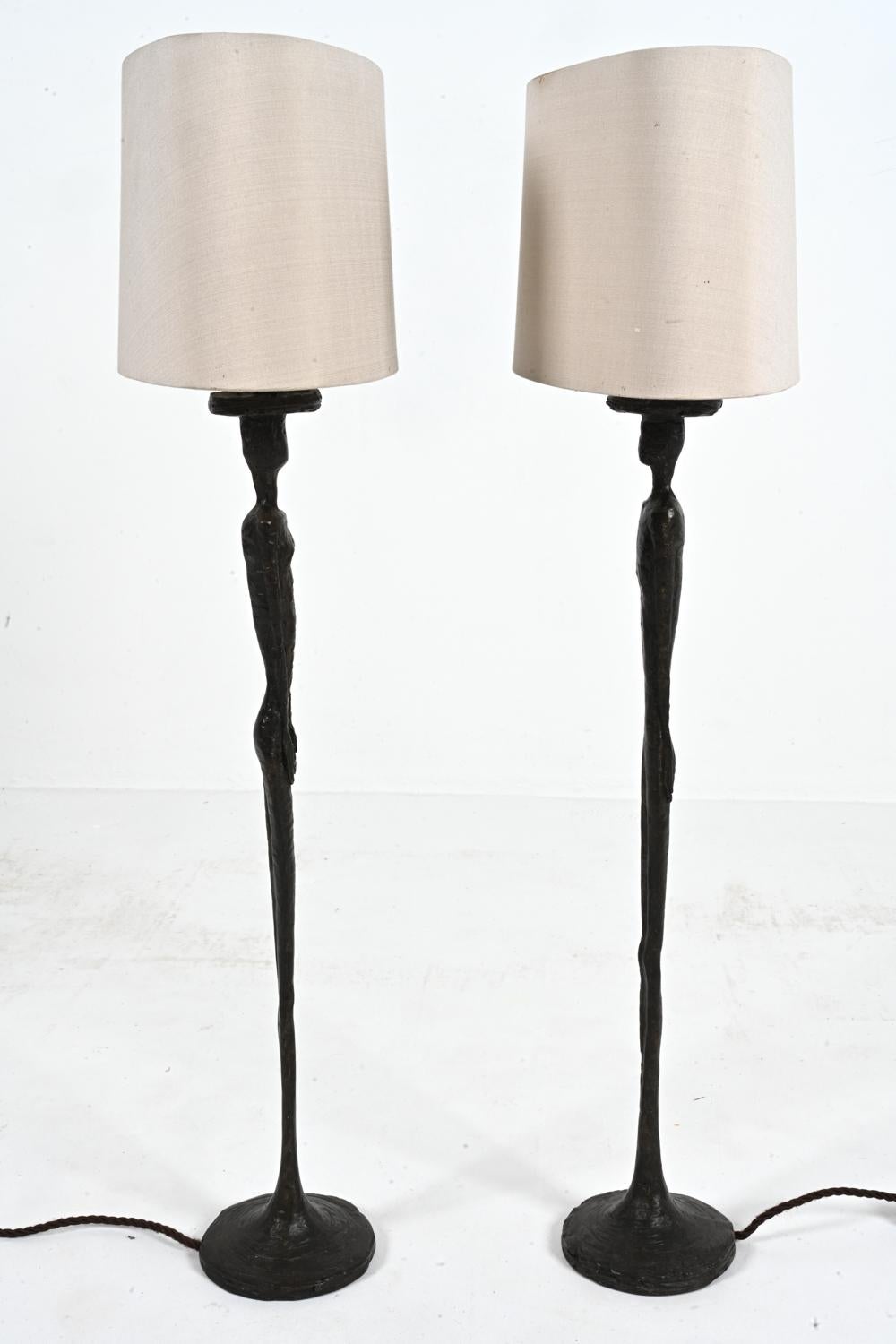 Pair Of Porta Romana Table Lamps in the Style of Alberto Giacometti For Sale 4