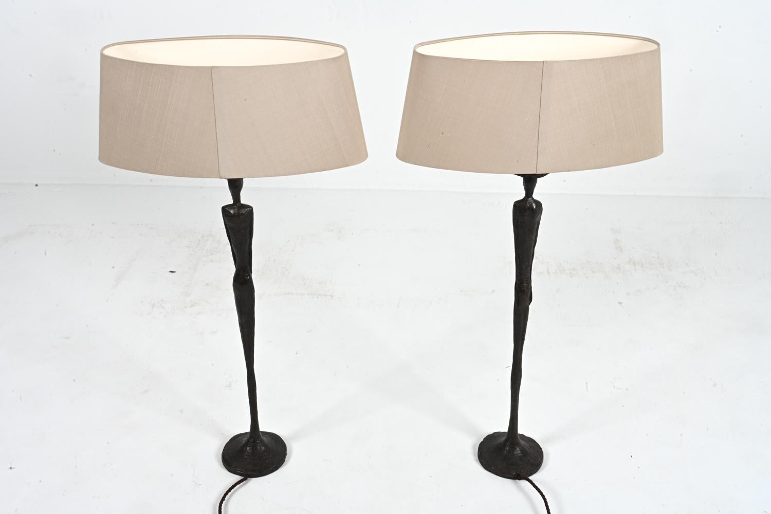 Pair Of Porta Romana Table Lamps in the Style of Alberto Giacometti For Sale 5