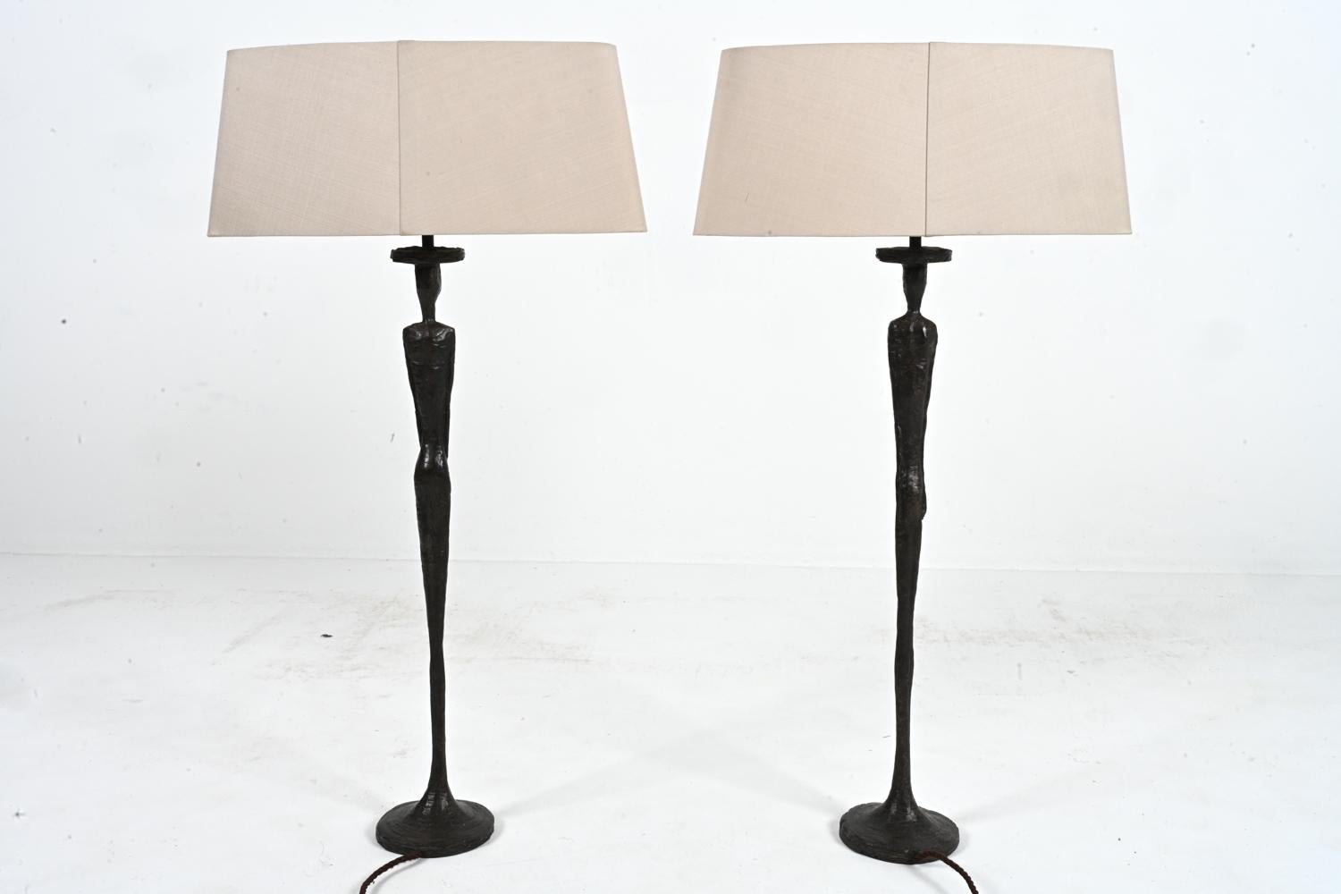 Pair Of Porta Romana Table Lamps in the Style of Alberto Giacometti For Sale 6