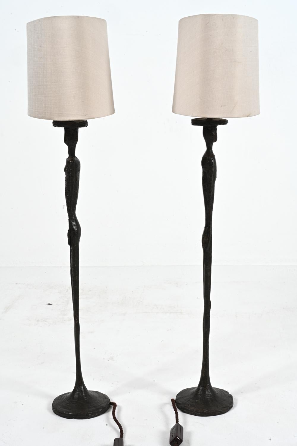 Pair Of Porta Romana Table Lamps in the Style of Alberto Giacometti For Sale 8