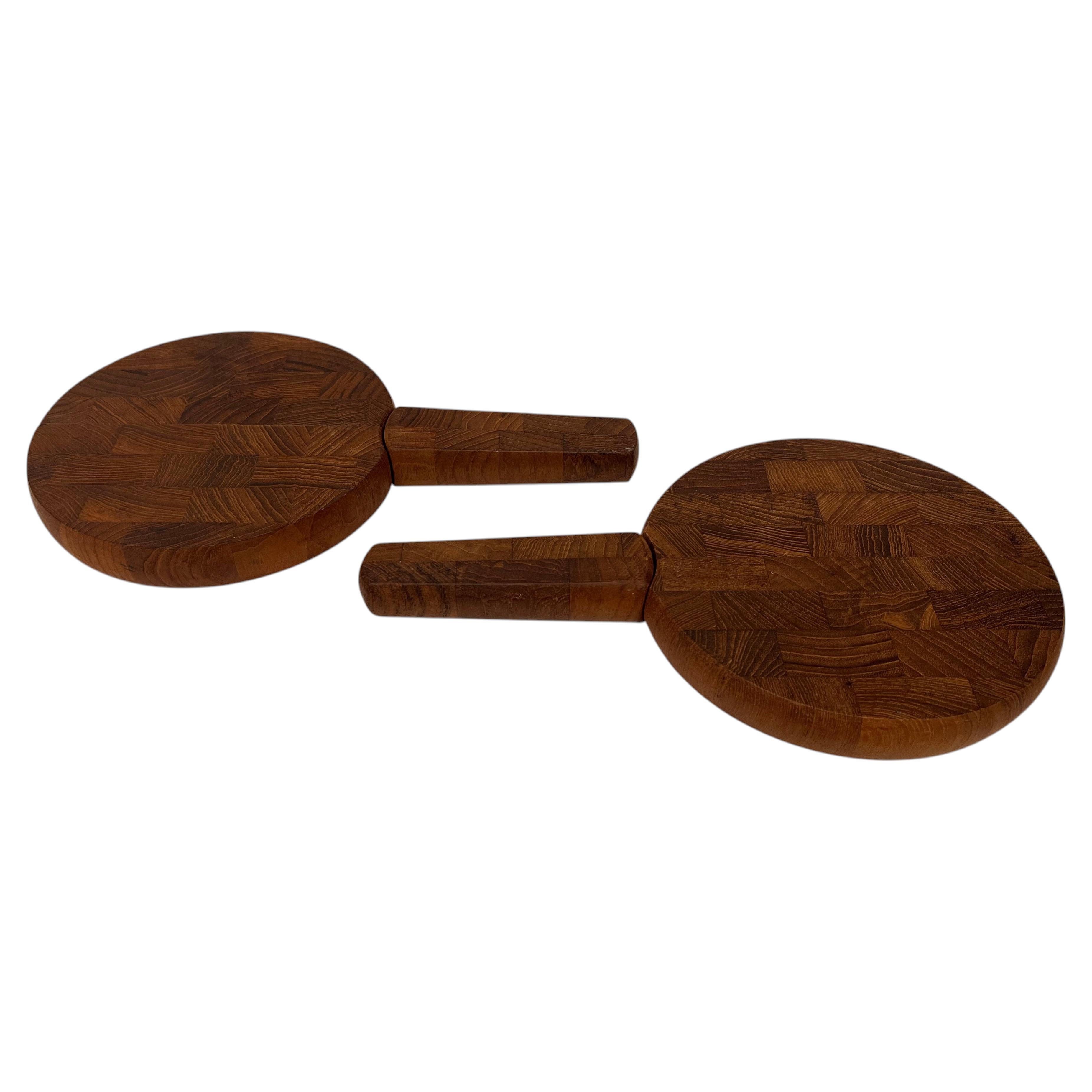 Pair of Portable Staved Teak Cheese Tray with Knife by Jens Quistgaard for Dansk For Sale