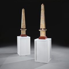 Pair Of Portasanta And Rosso Antico Marble Obelisks, Italian Early 20th Century