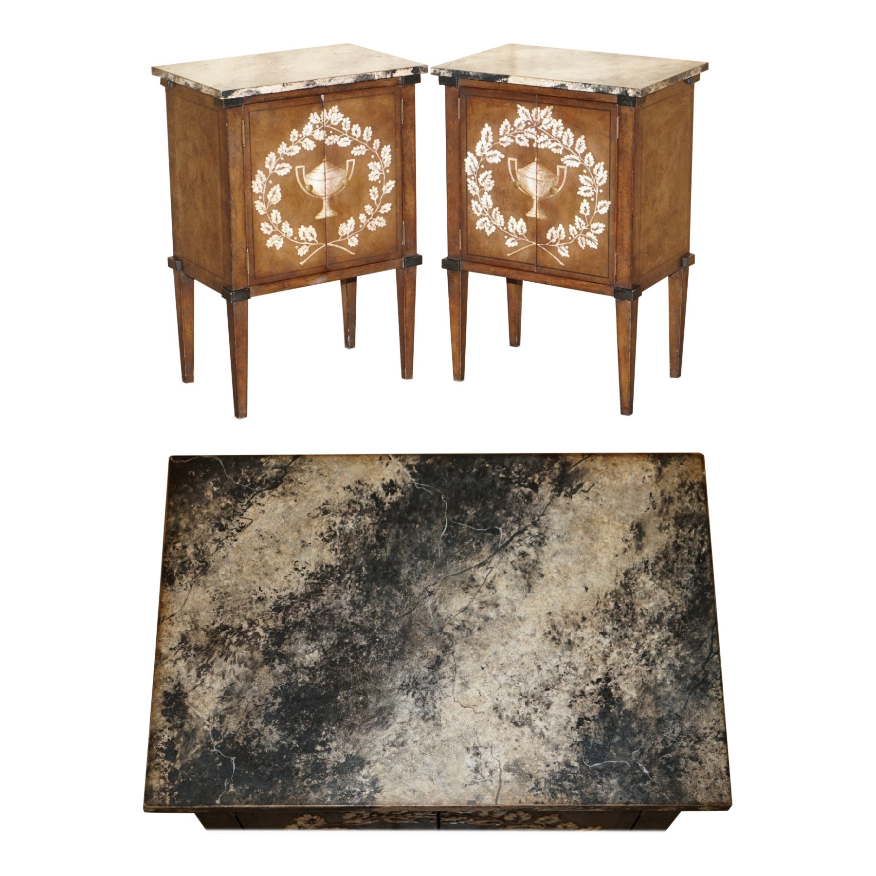 Pärchen PORTE ITALIA LOMBARDIA NiGHTSTÄNDE BETTSEITEN-SEITEN-ENDE-TISCHE im Angebot