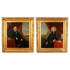 Pair of Portraits, Mr Andrew Currie & Wife Mrs Elizabeth Currie, 19th Century