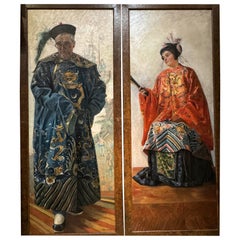 Paar Porträts von Westlern, die als  Wohlhabend  Chinesische Adlige