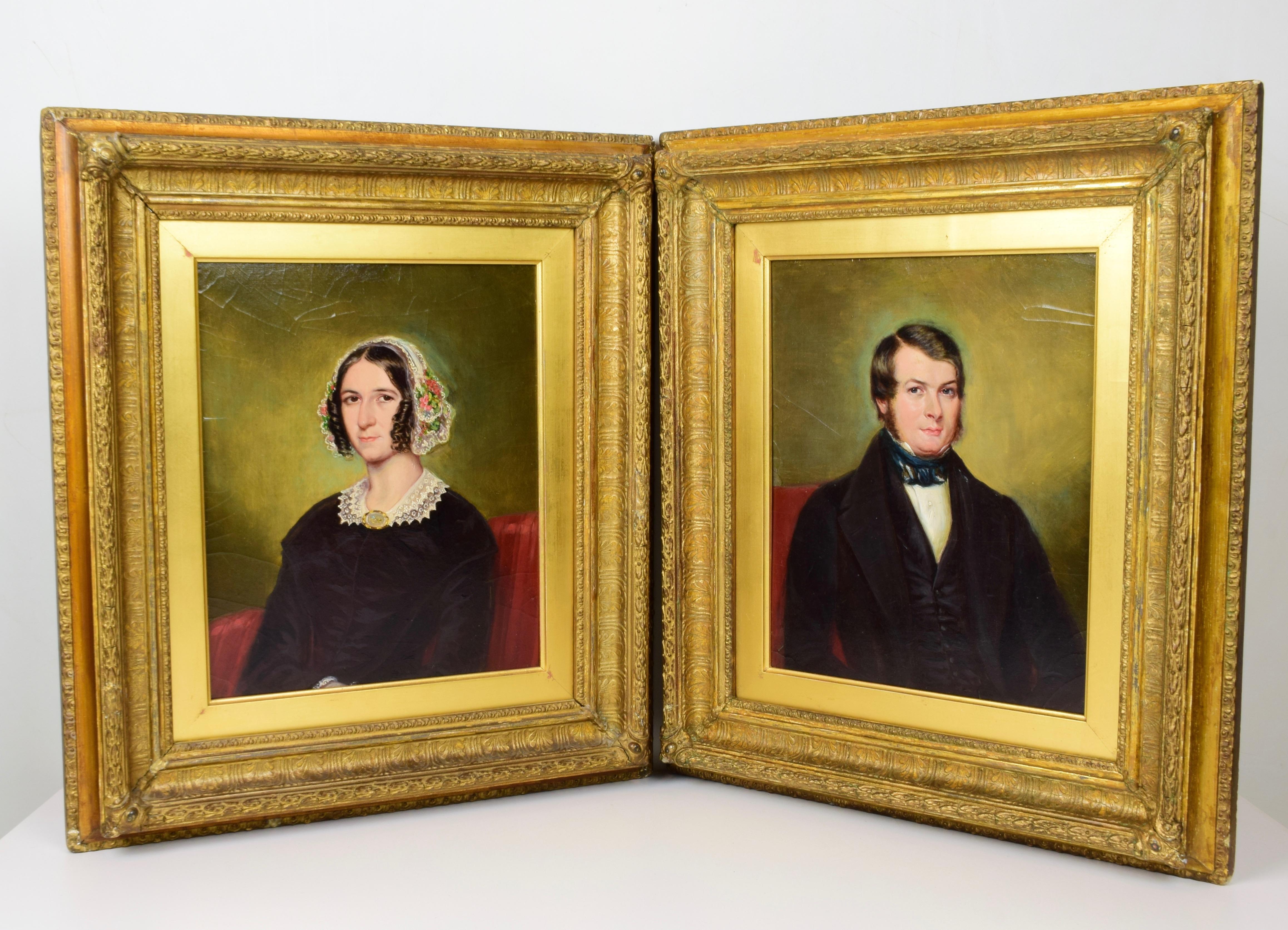 English school, mid 19th century
Oil on cardboard
Golden frames
Measures with frame 43 x 48 cm each.