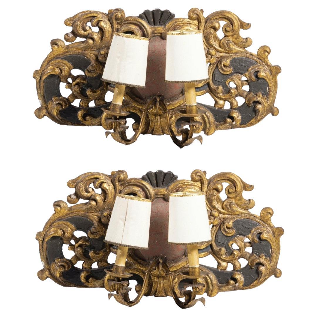 Pair of Portuguese Appliques with Two Lights 18th Century For Sale