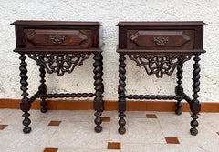 Pair of Portuguese Barley Twist Nightstands, 1940s