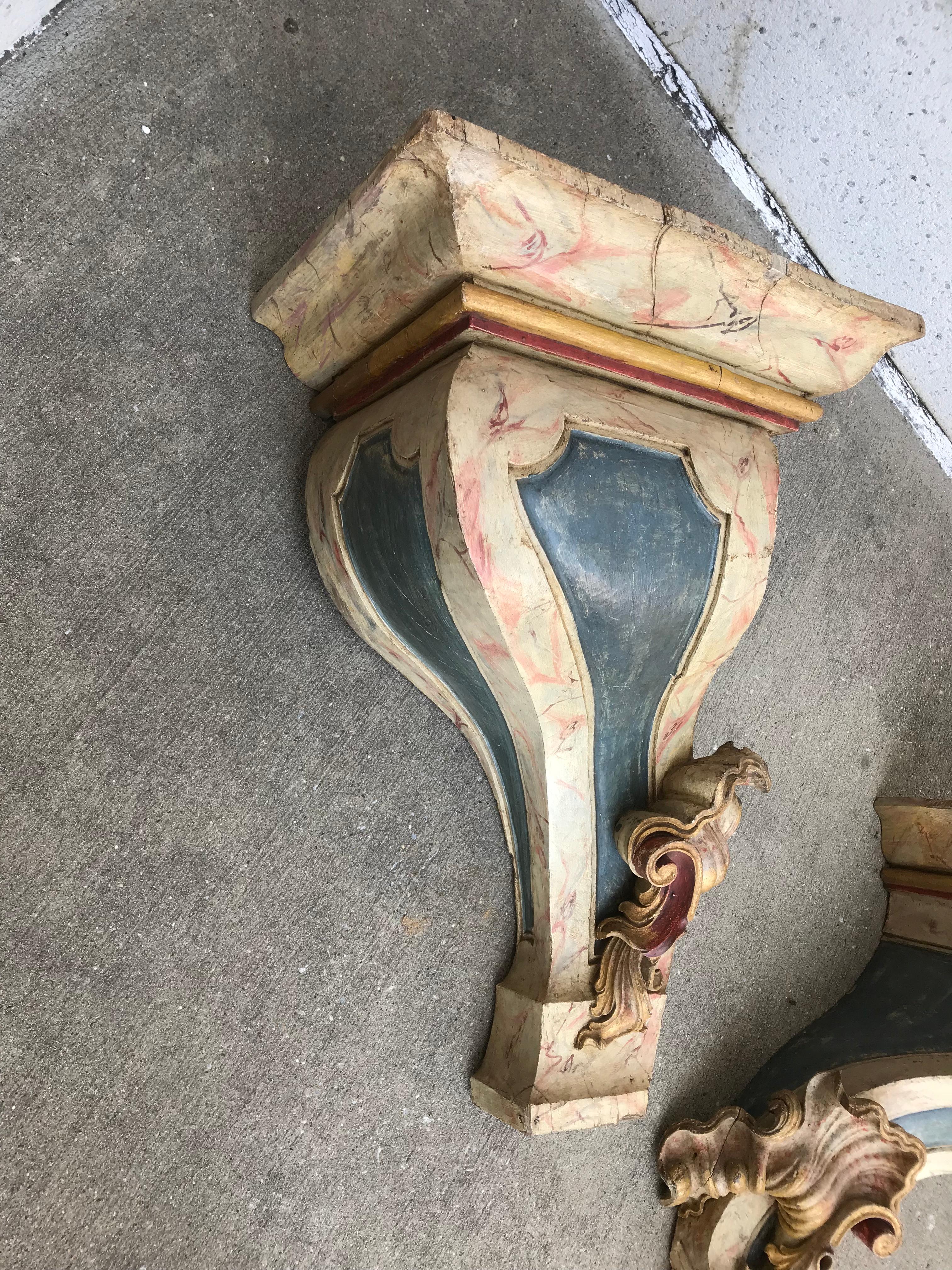Pair of Large Scale 19th Century Portuguese Baroque Wall Brackets In Good Condition In Stamford, CT