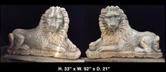 Pair of Portuguese Carved Stone Lions, 18th Century