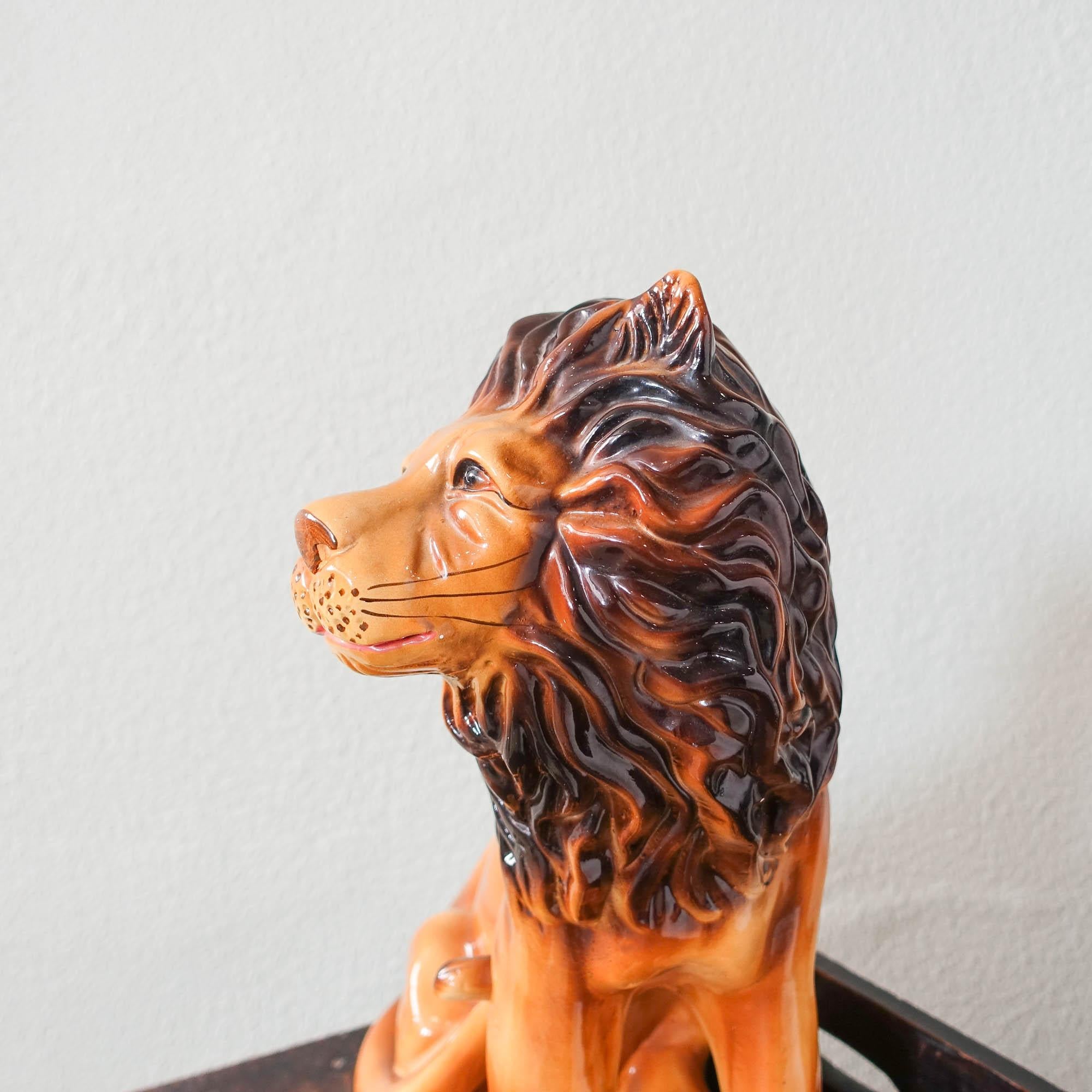 Pair of Portuguese Ceramic Lion Decorative Sculptures, 1970s  For Sale 6