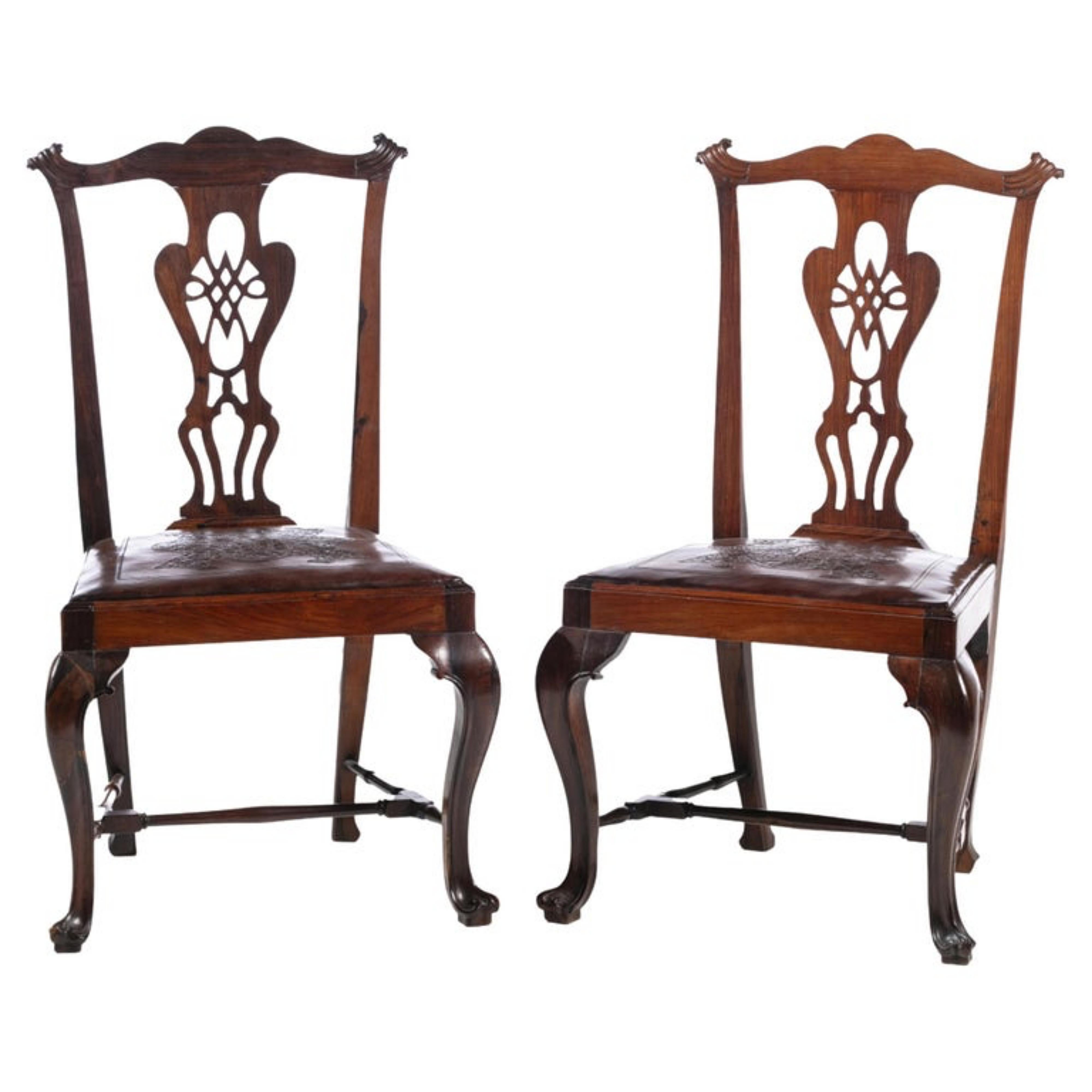Wood PAIR OF PORTUGUESE CHAIRS 18th Century For Sale