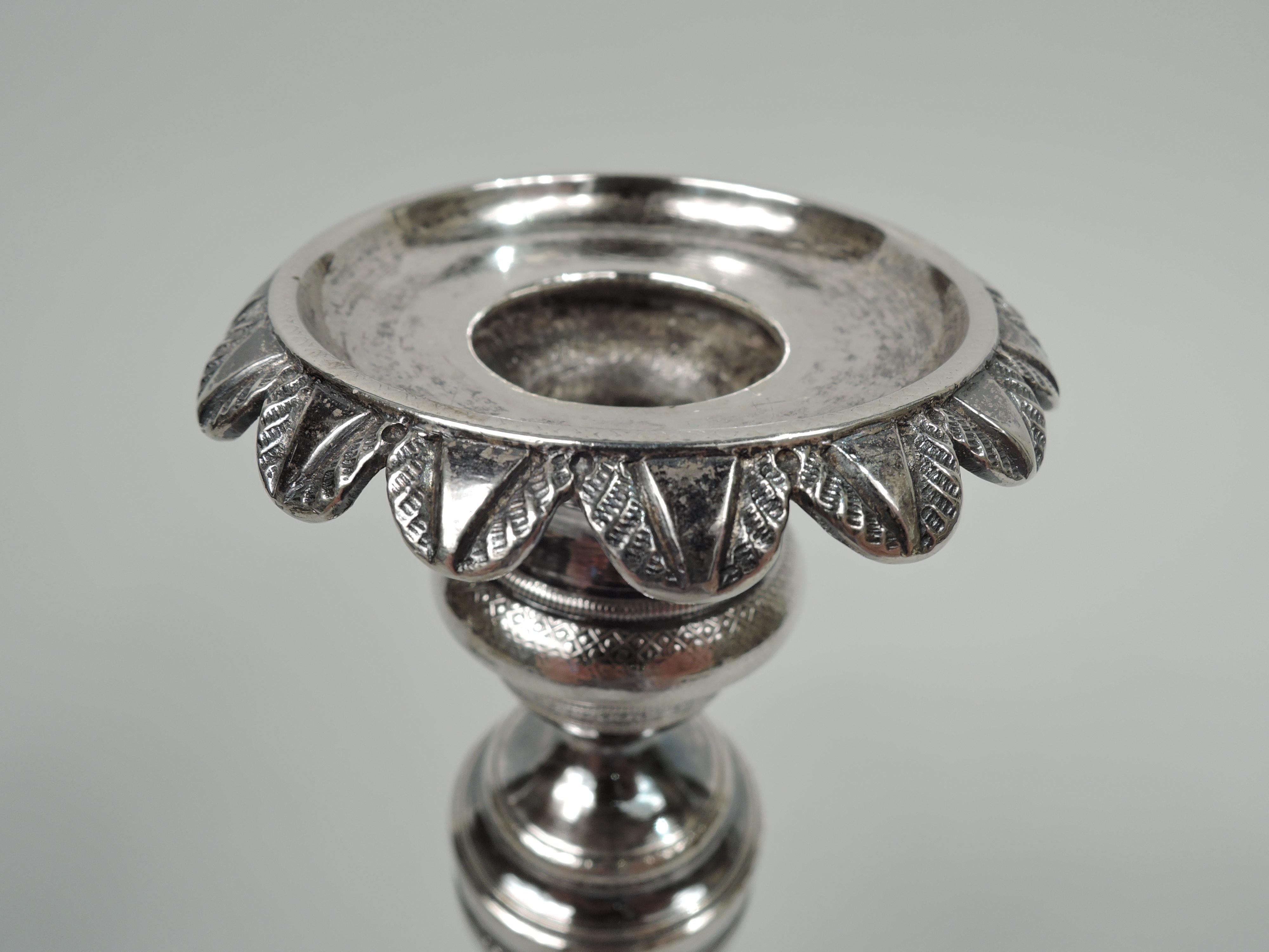 Neoclassical Pair of Portuguese Classical Silver Candlesticks For Sale