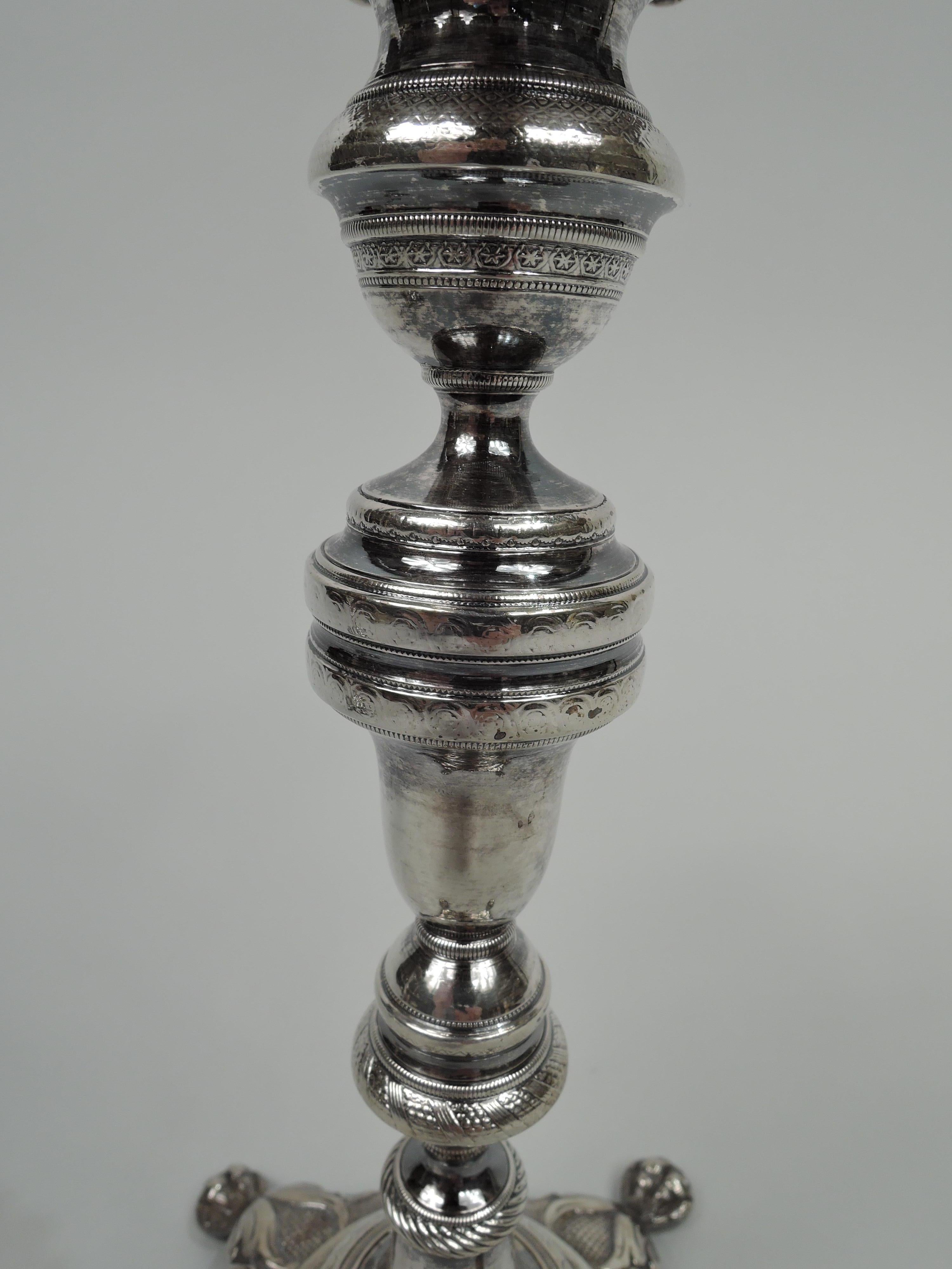 Pair of Portuguese Classical Silver Candlesticks In Good Condition For Sale In New York, NY