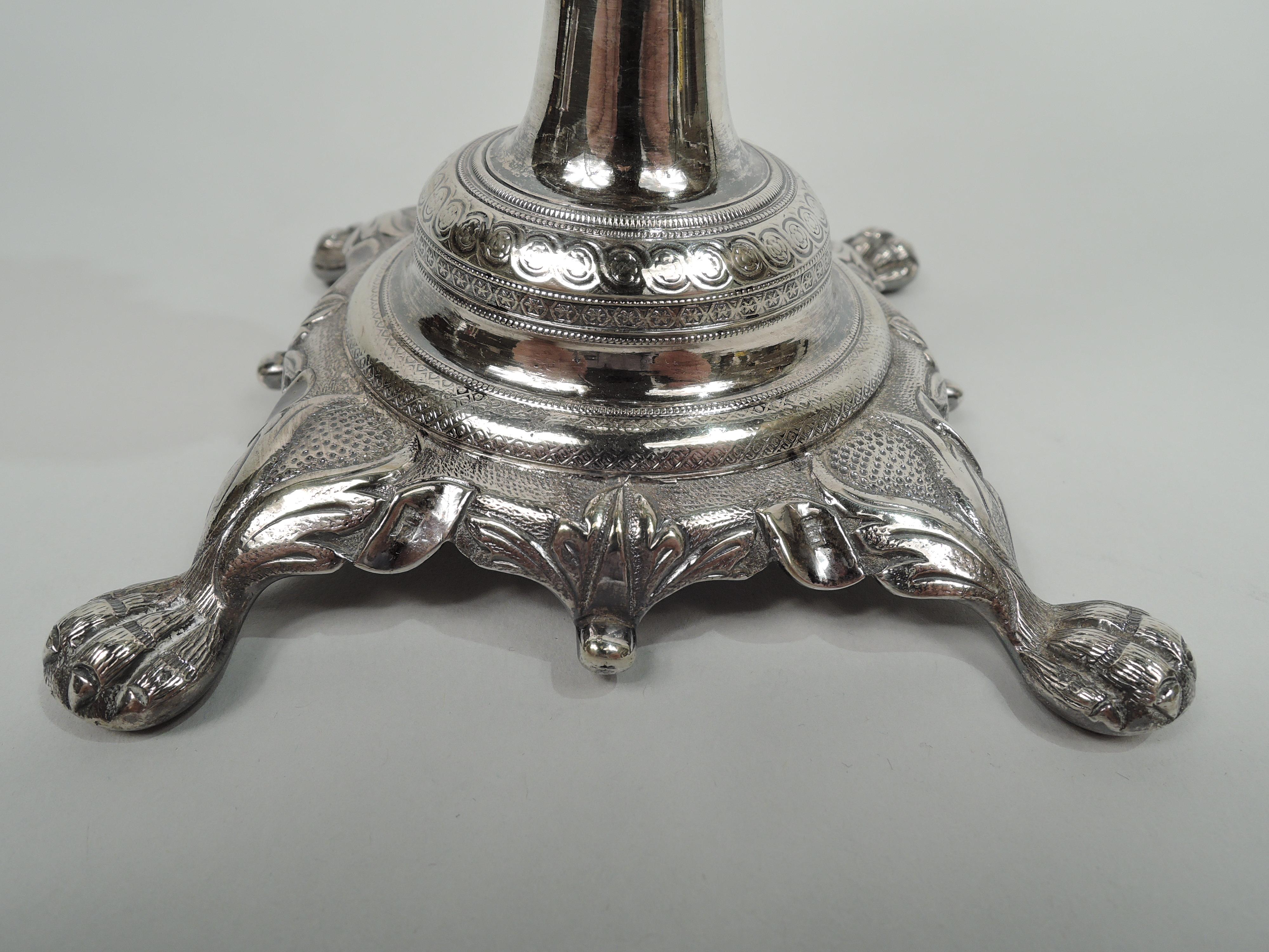 19th Century Pair of Portuguese Classical Silver Candlesticks For Sale