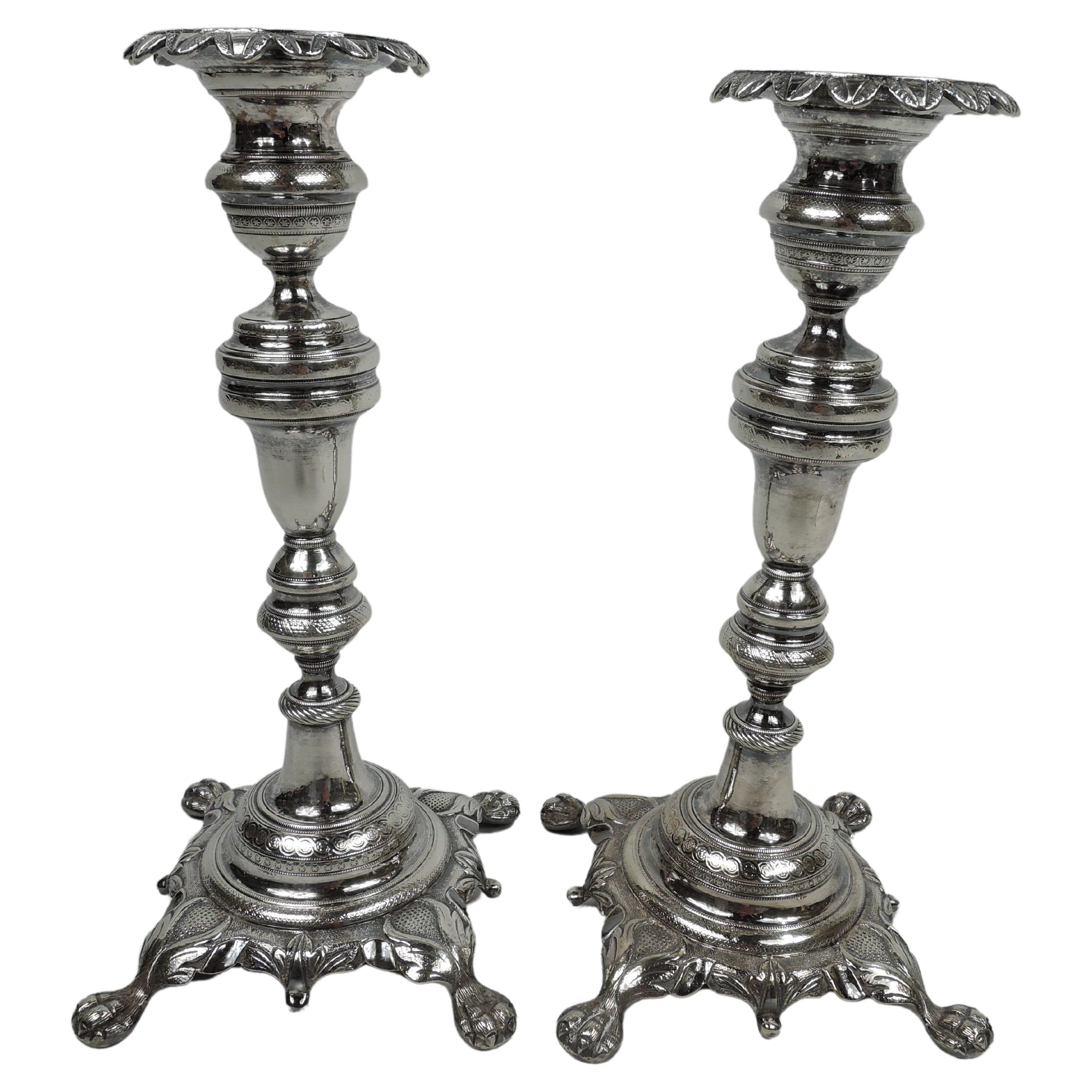 Pair of Portuguese Classical Silver Candlesticks For Sale