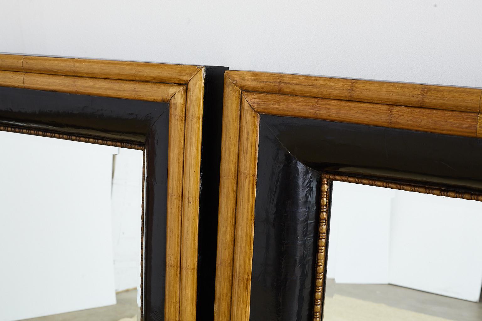 Pair of Portuguese Mirrors with Faux Bamboo Trim 2