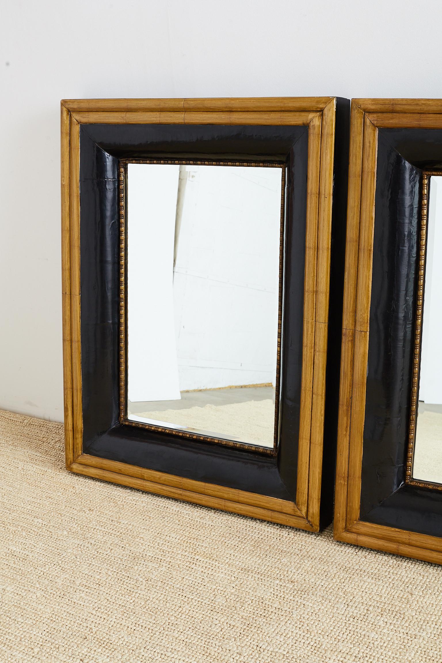 Pair of Portuguese Mirrors with Faux Bamboo Trim 4
