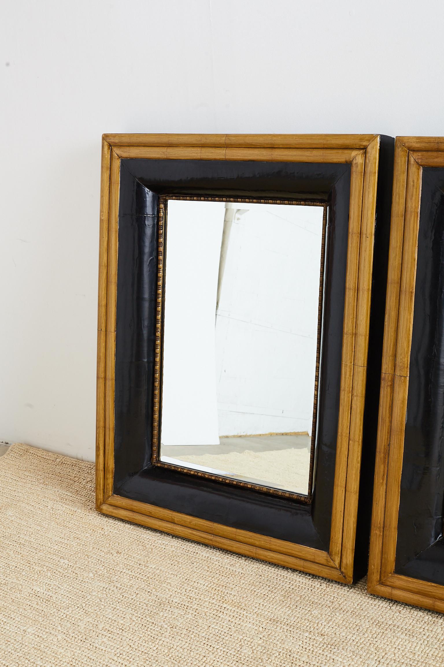Pair of Portuguese Mirrors with Faux Bamboo Trim In Excellent Condition In Rio Vista, CA