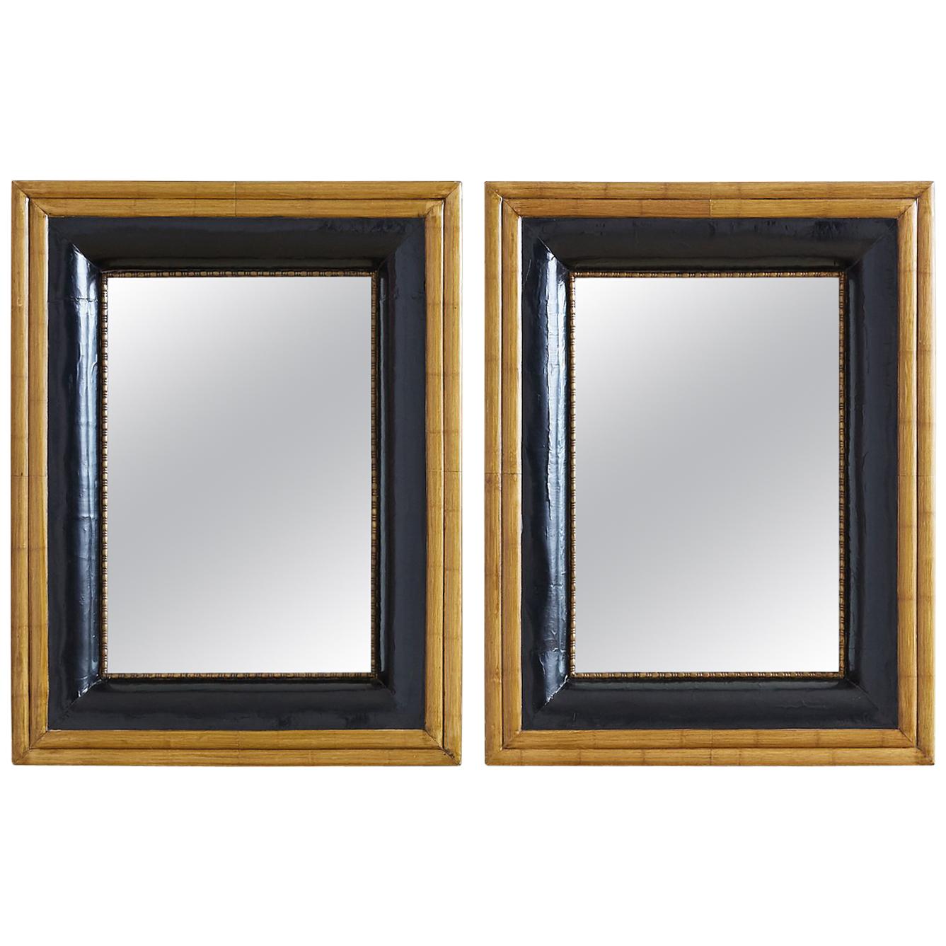 Pair of Portuguese Mirrors with Faux Bamboo Trim