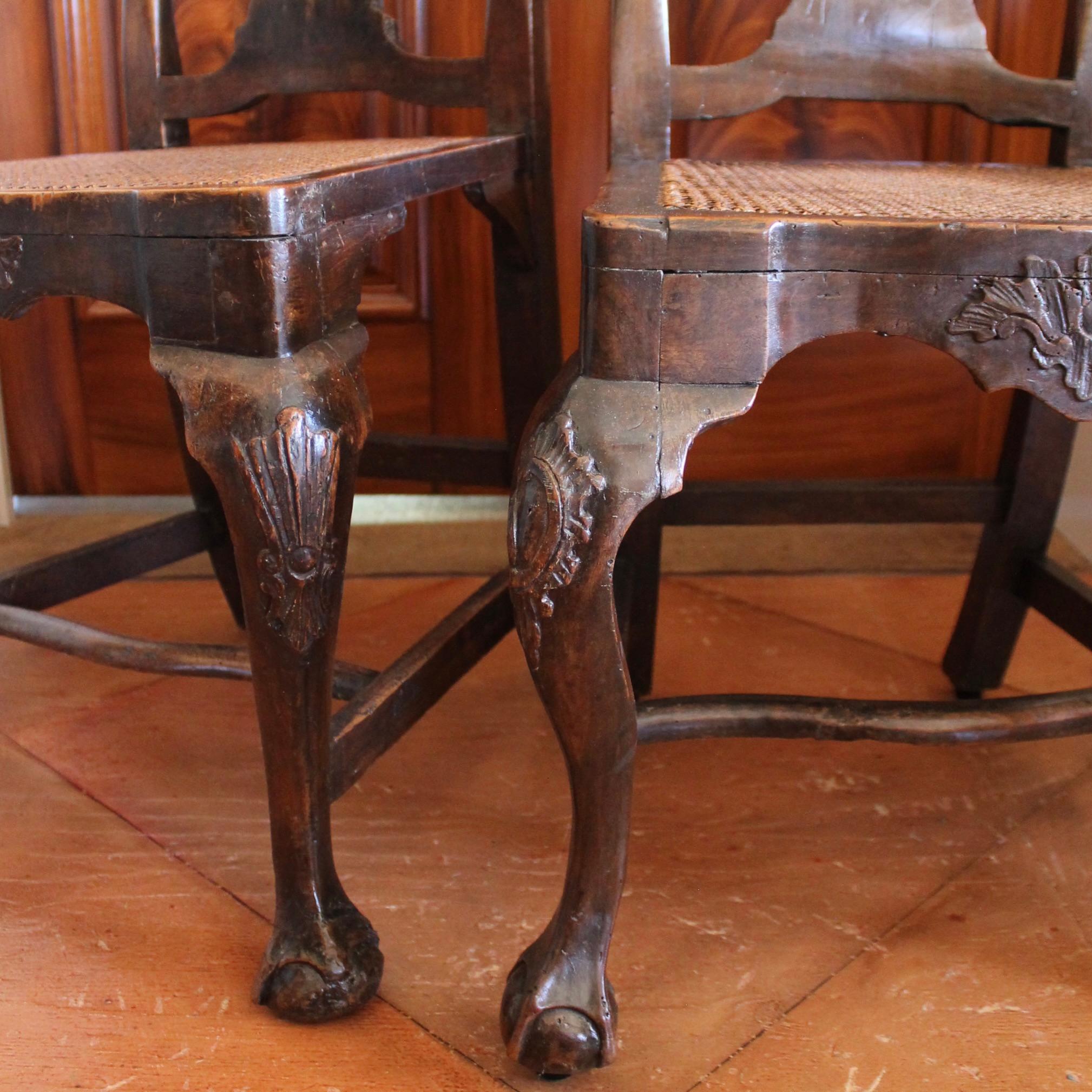 Pair Of Portuguese Rococo Carved Side Chairs For Sale 6