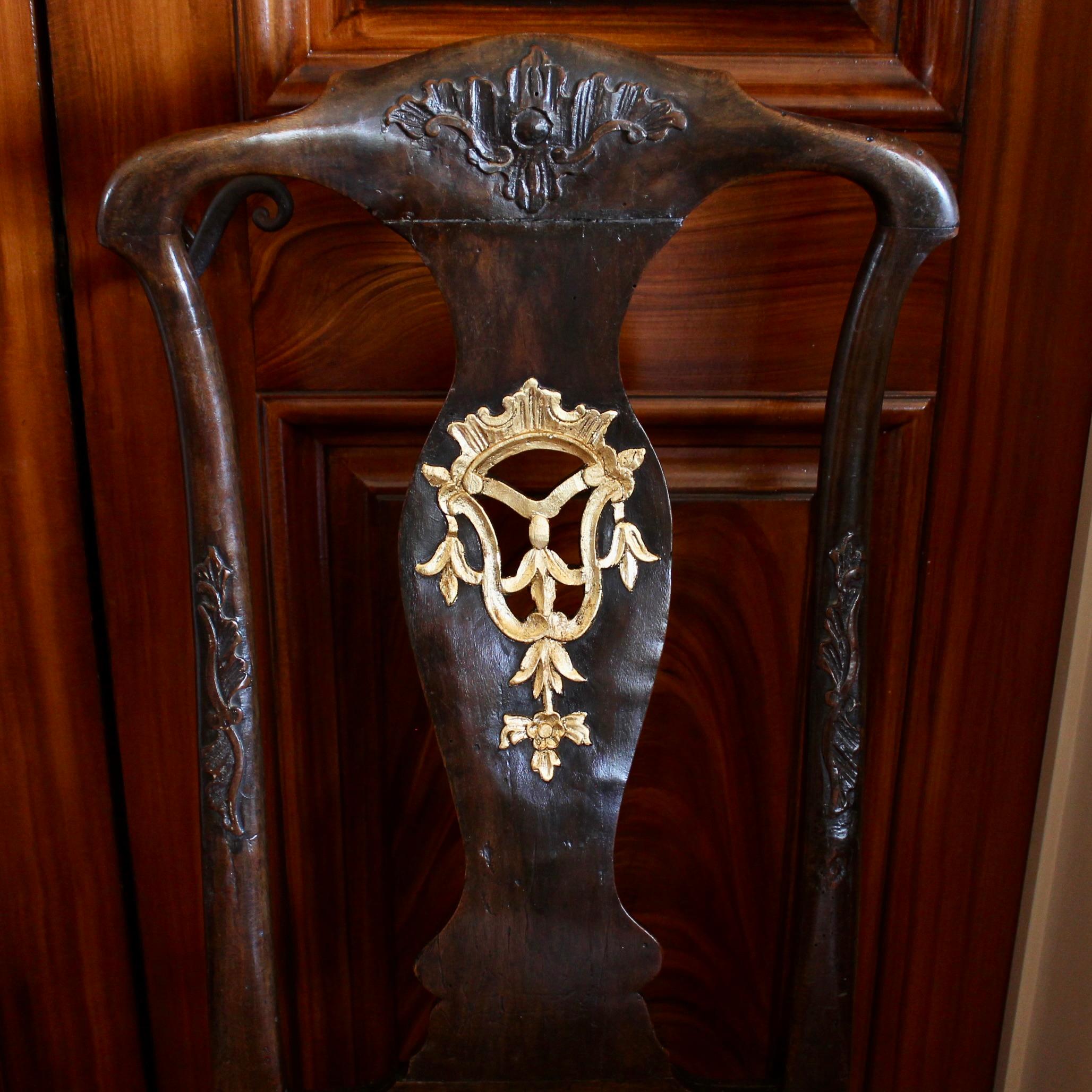 Pair Of Portuguese Rococo Carved Side Chairs For Sale 2