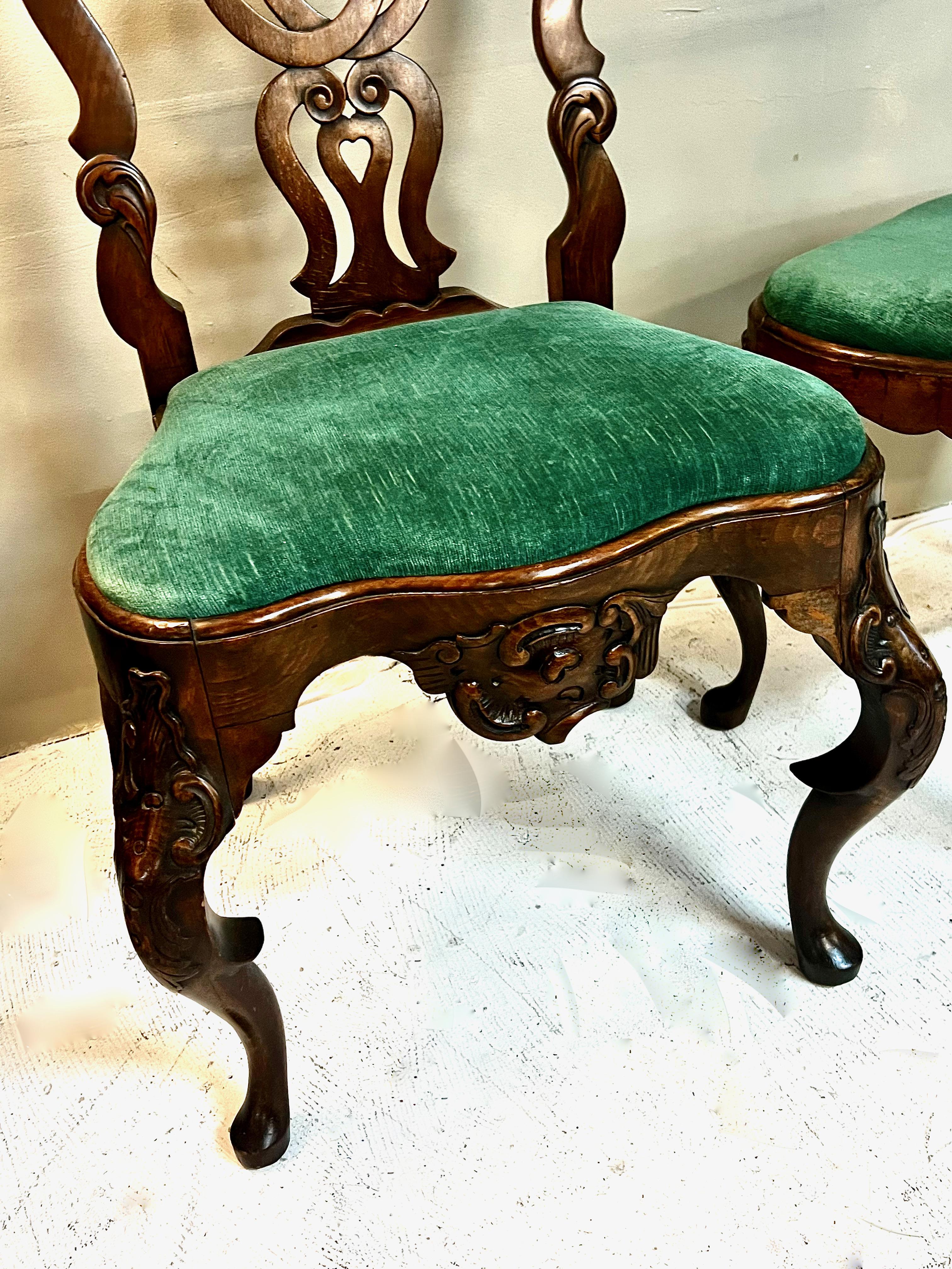 Pair of Portuguese Rococo Side Chairs In Good Condition In Pasadena, CA