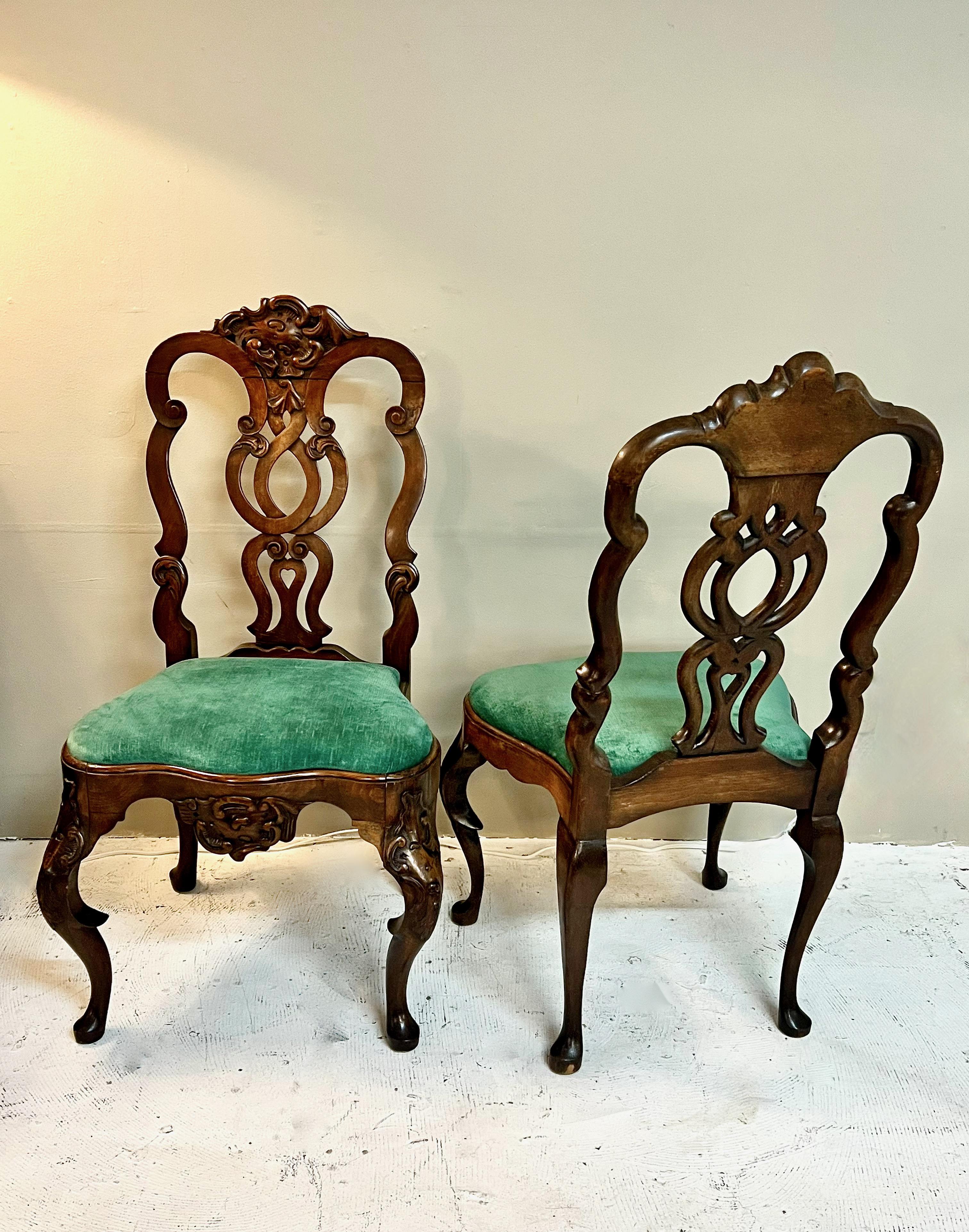 18th Century Pair of Portuguese Rococo Side Chairs