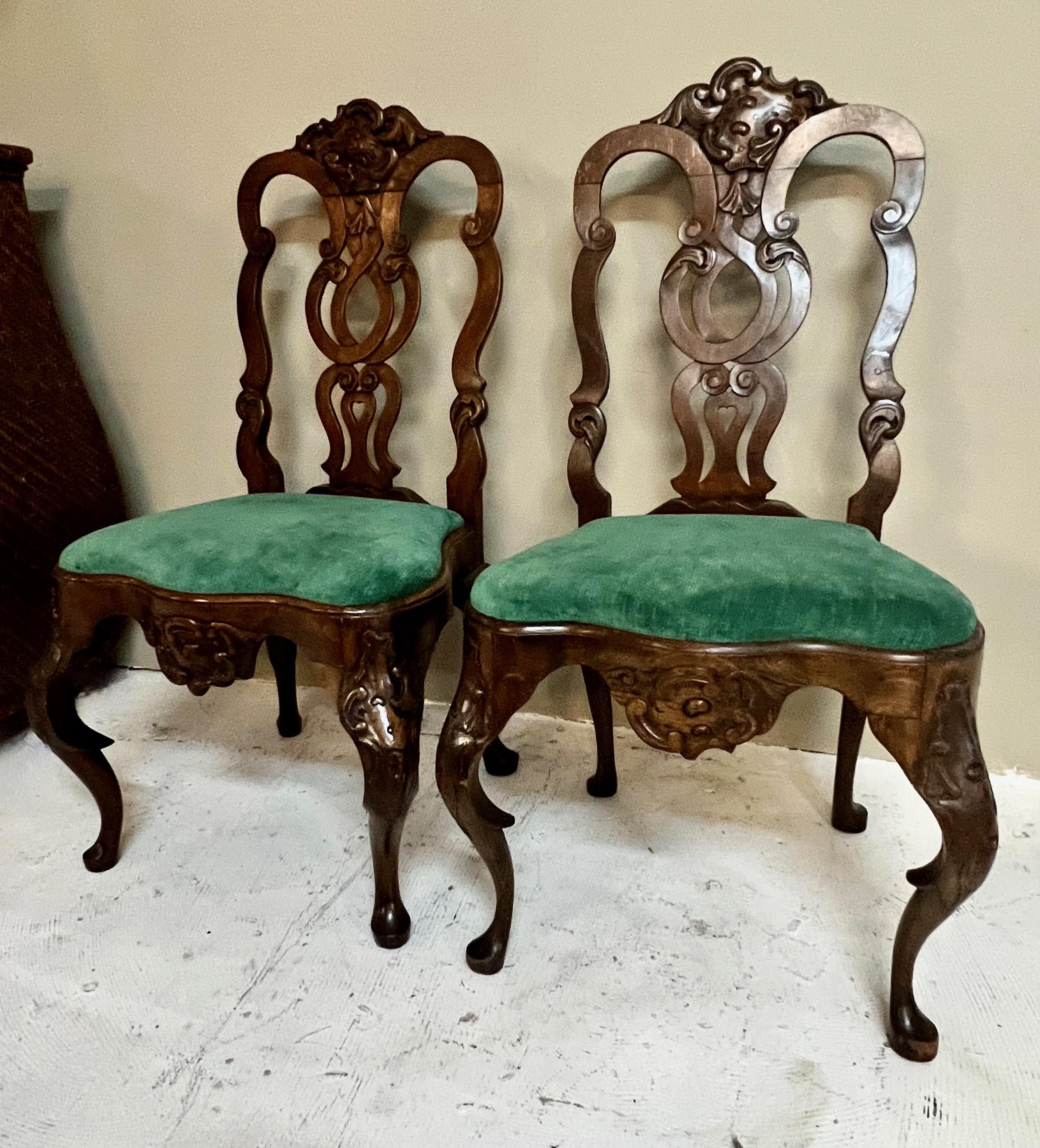 Pair of Portuguese Rococo Side Chairs 3