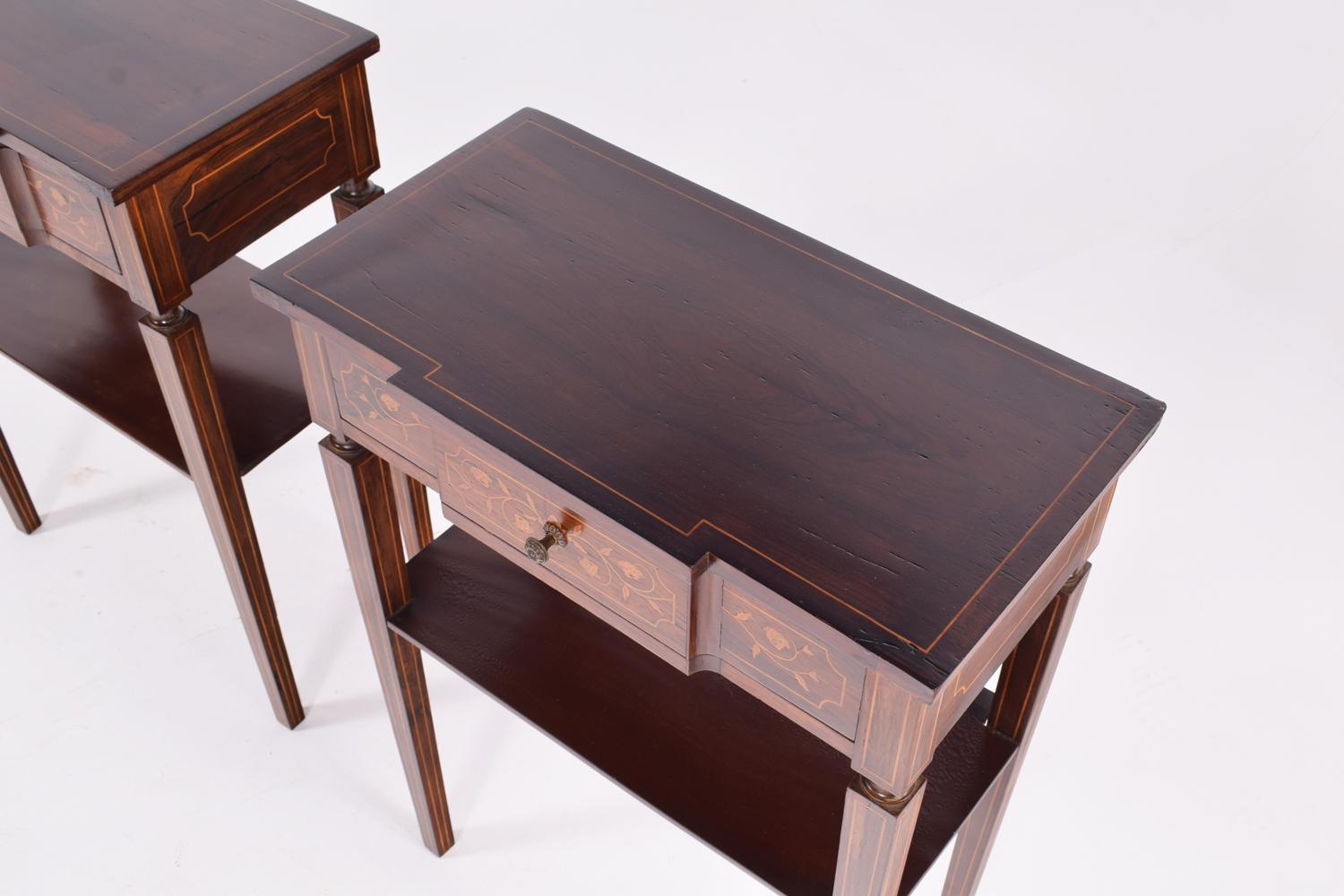Pair of Portuguese Rosewood Bedside Tables with Marquetery In Good Condition In Lisboa, Lisboa