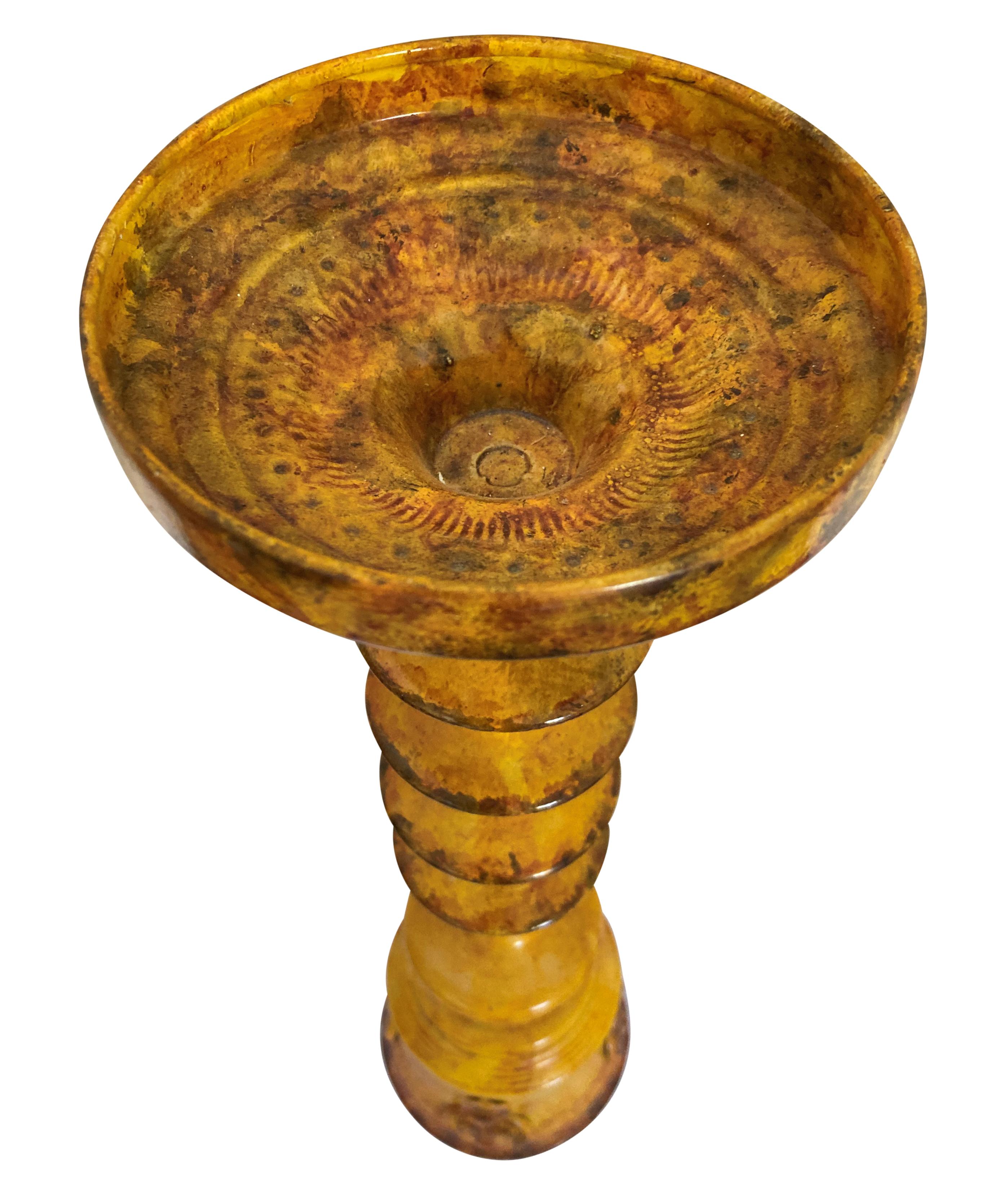 Pair Of Portuguese Yellow Tole Candlesticks For Sale 1