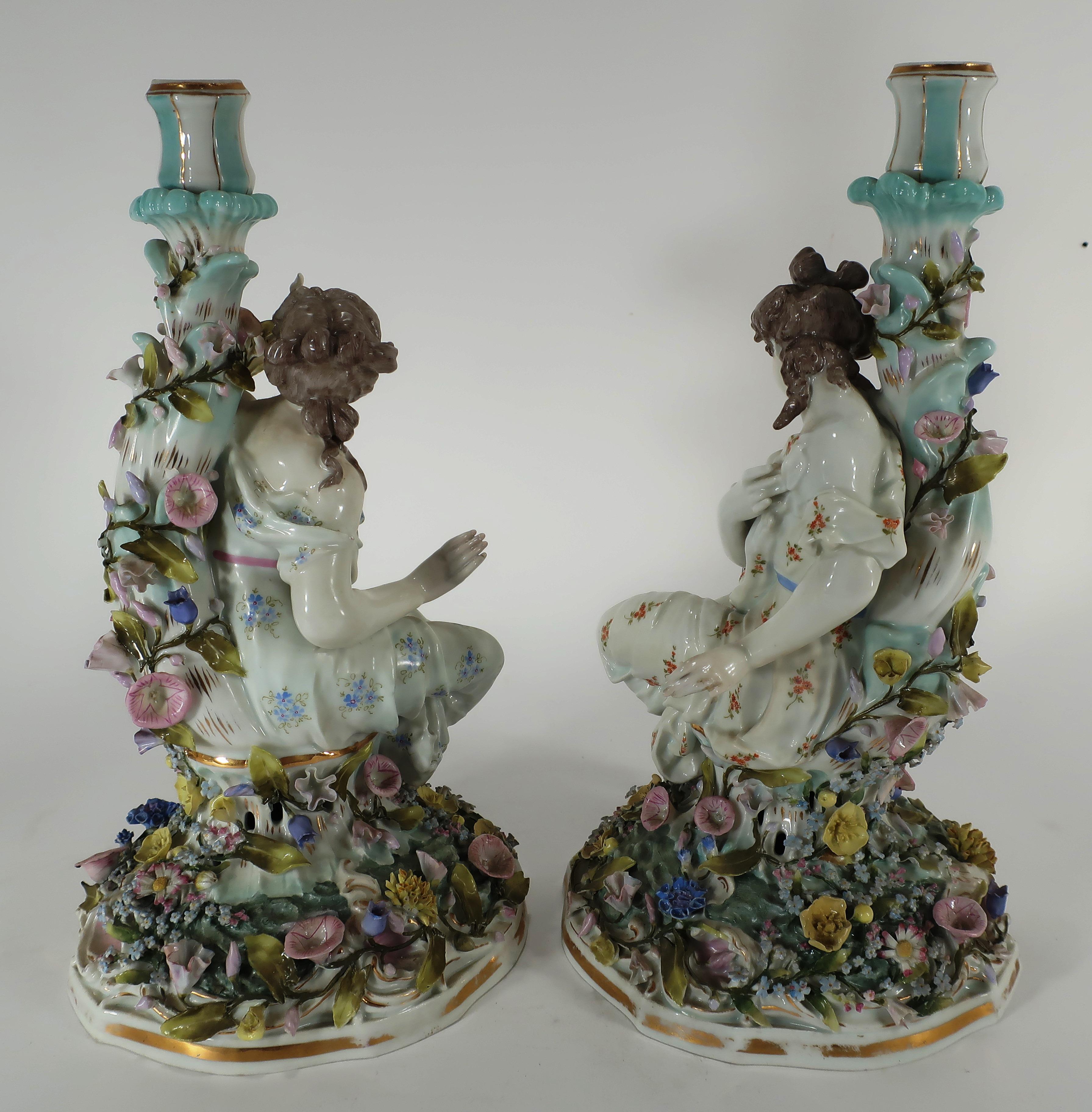 Pair of Possibly Meissen Female Figural Candelabra In Good Condition In Litchfield, CT