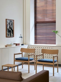 Pair of Post Lounge Chairs, in Light Oiled Oak & Vidar 773, by Cecilie Manz