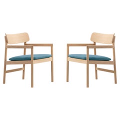 Pair of Post Lounge Chairs, in Light Oiled Oak & Vidar 773, by Cecilie Manz