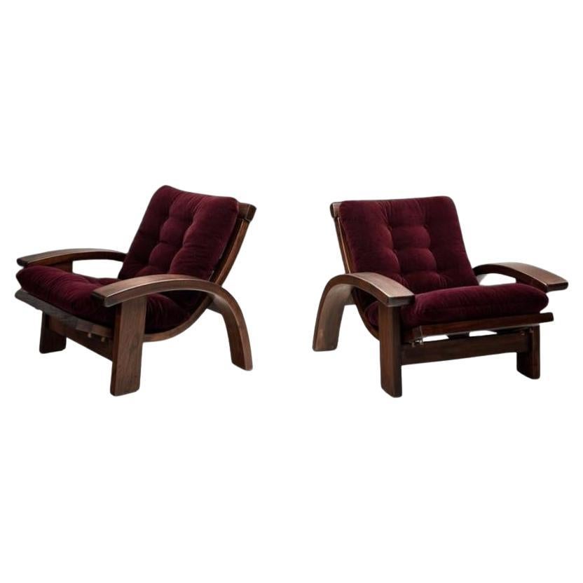 Pair of Post-Modern Adjustable Lounge Chairs, Europe 1980s For Sale